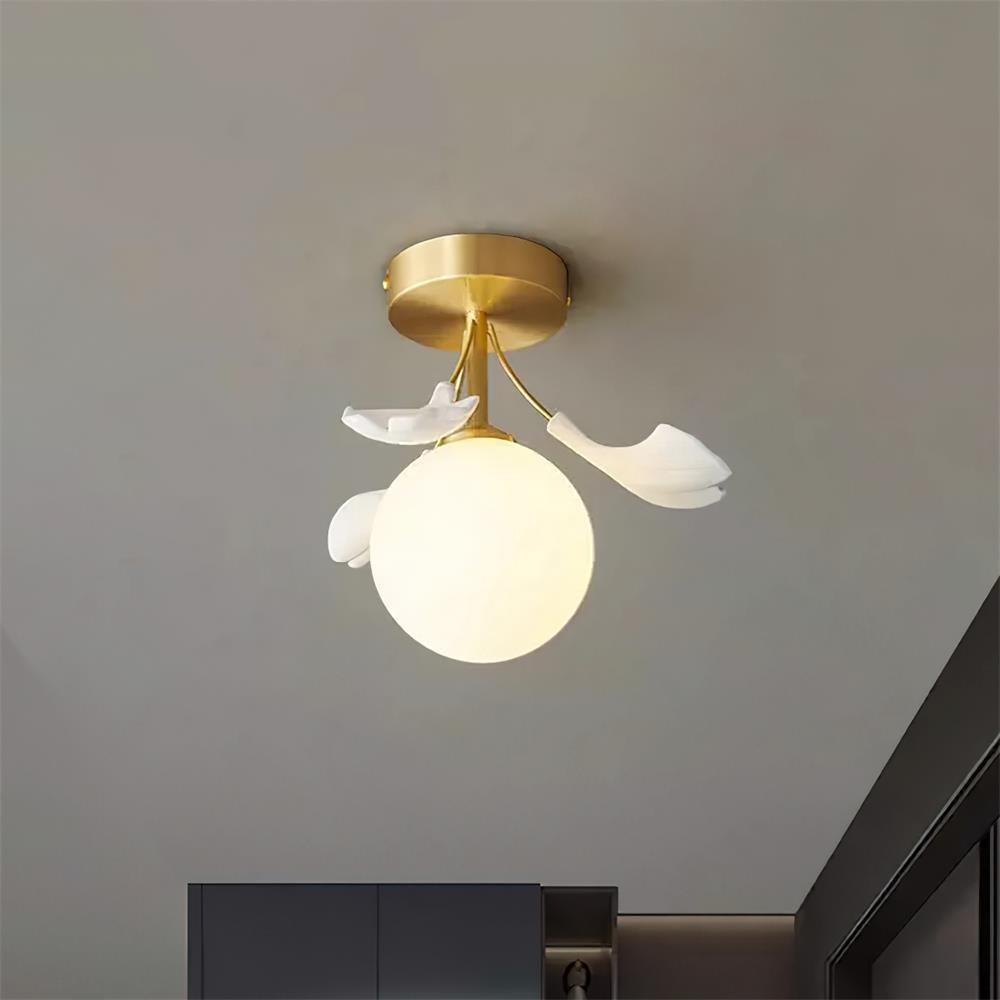 Ginkgo Rosalia Ceiling Lamp Leaf Petal Brass Modern - Letslighting