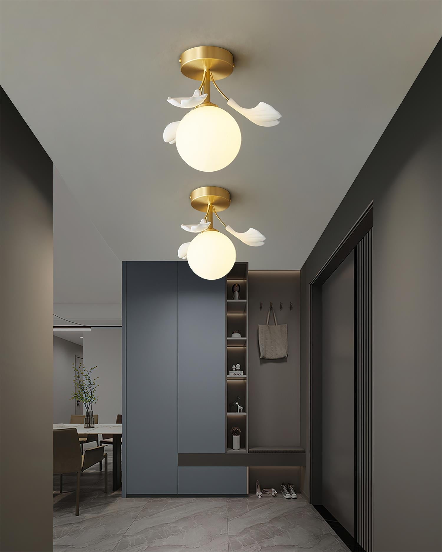 Ginkgo Rosalia Ceiling Lamp Leaf Petal Brass Modern - Letslighting