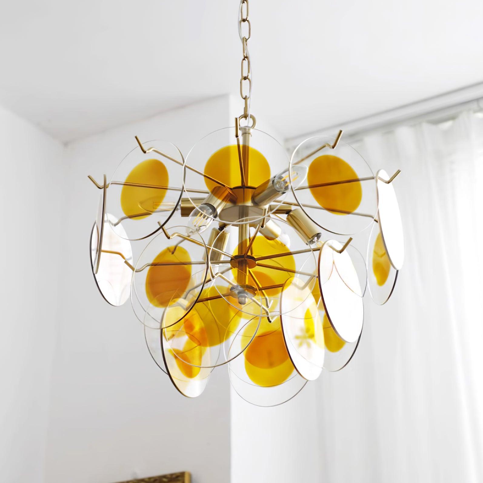Gino Chandelier Glass Brass Caramel Modern - Letslighting
