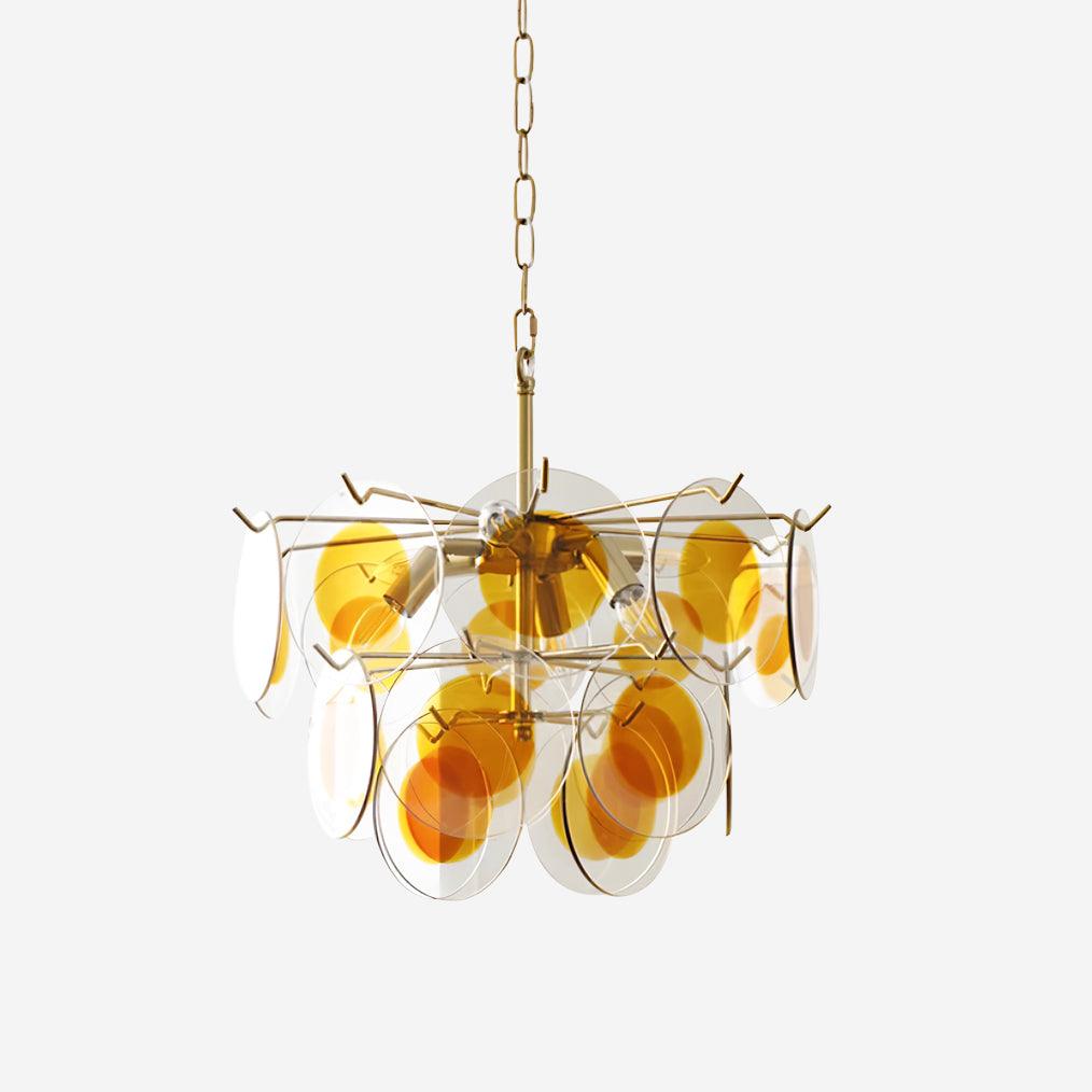 Gino Chandelier Glass Brass Caramel Modern - Letslighting