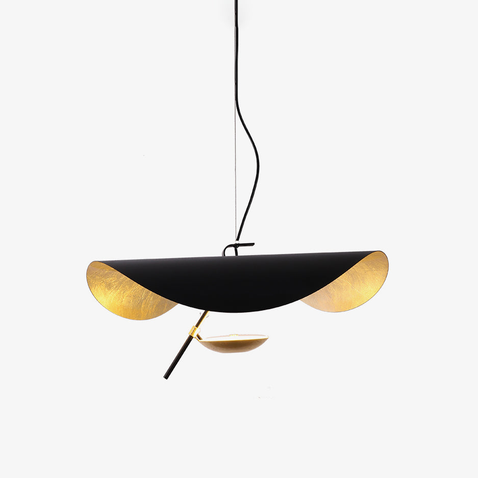 Lustra Pendant Lamp Black Gold Curved Shade - Letslighting