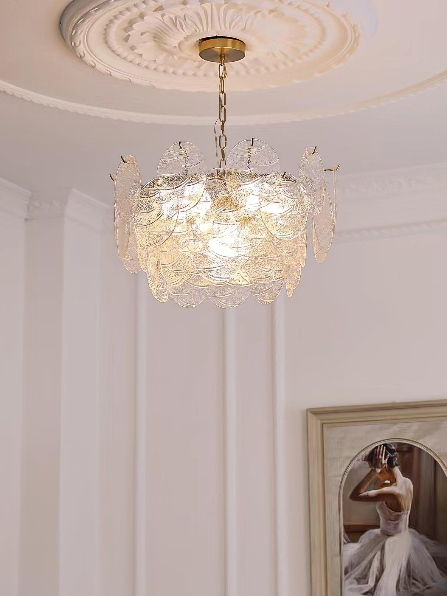 Lustra Chandelier Glass Disc Gold - Letslighting