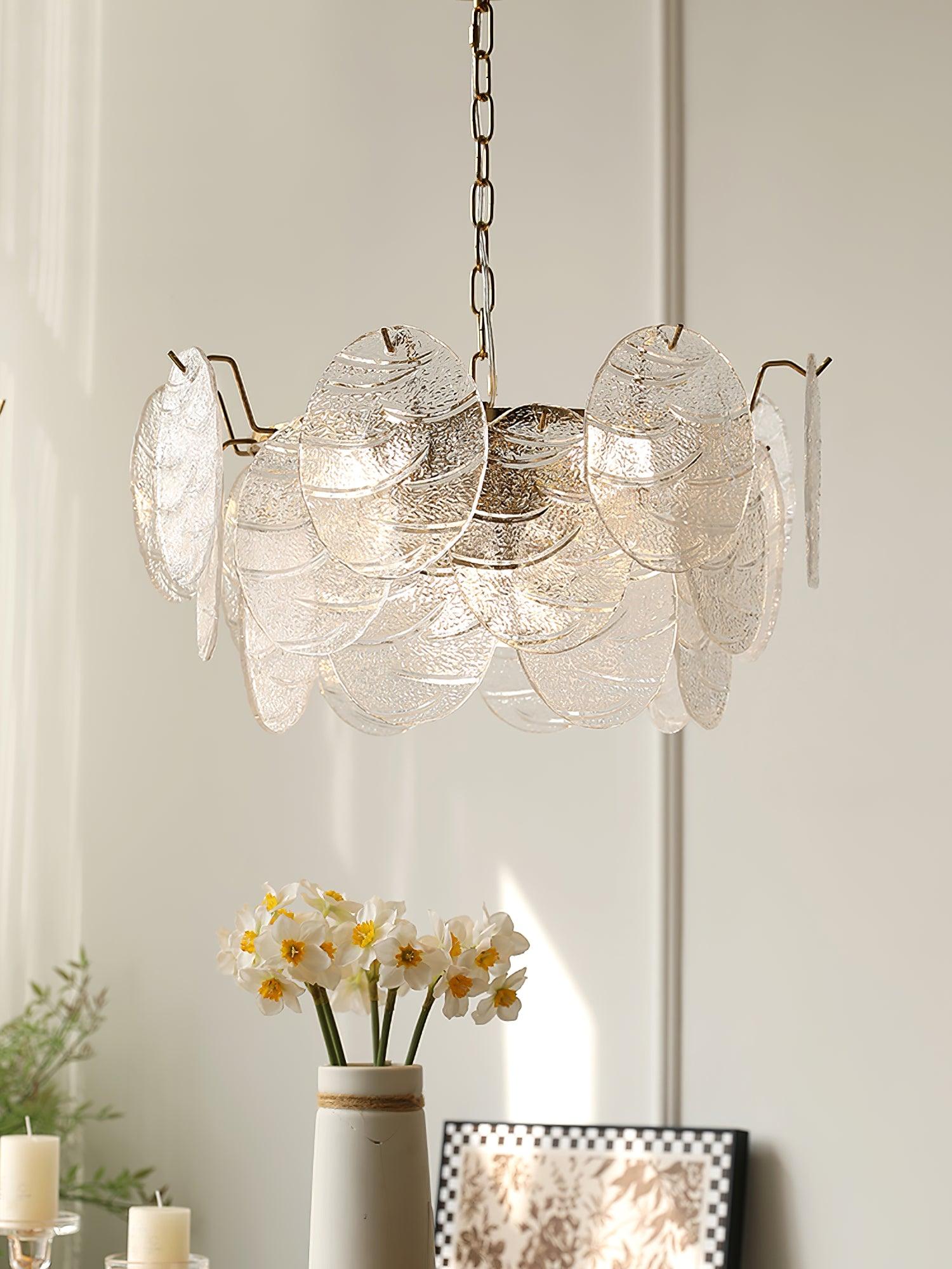 Lustra Chandelier Glass Disc Gold - Letslighting