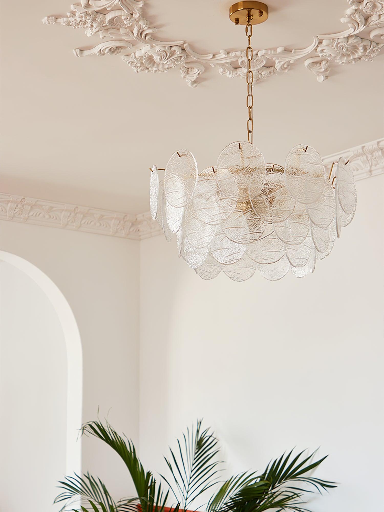 Lustra Chandelier Glass Disc Gold - Letslighting
