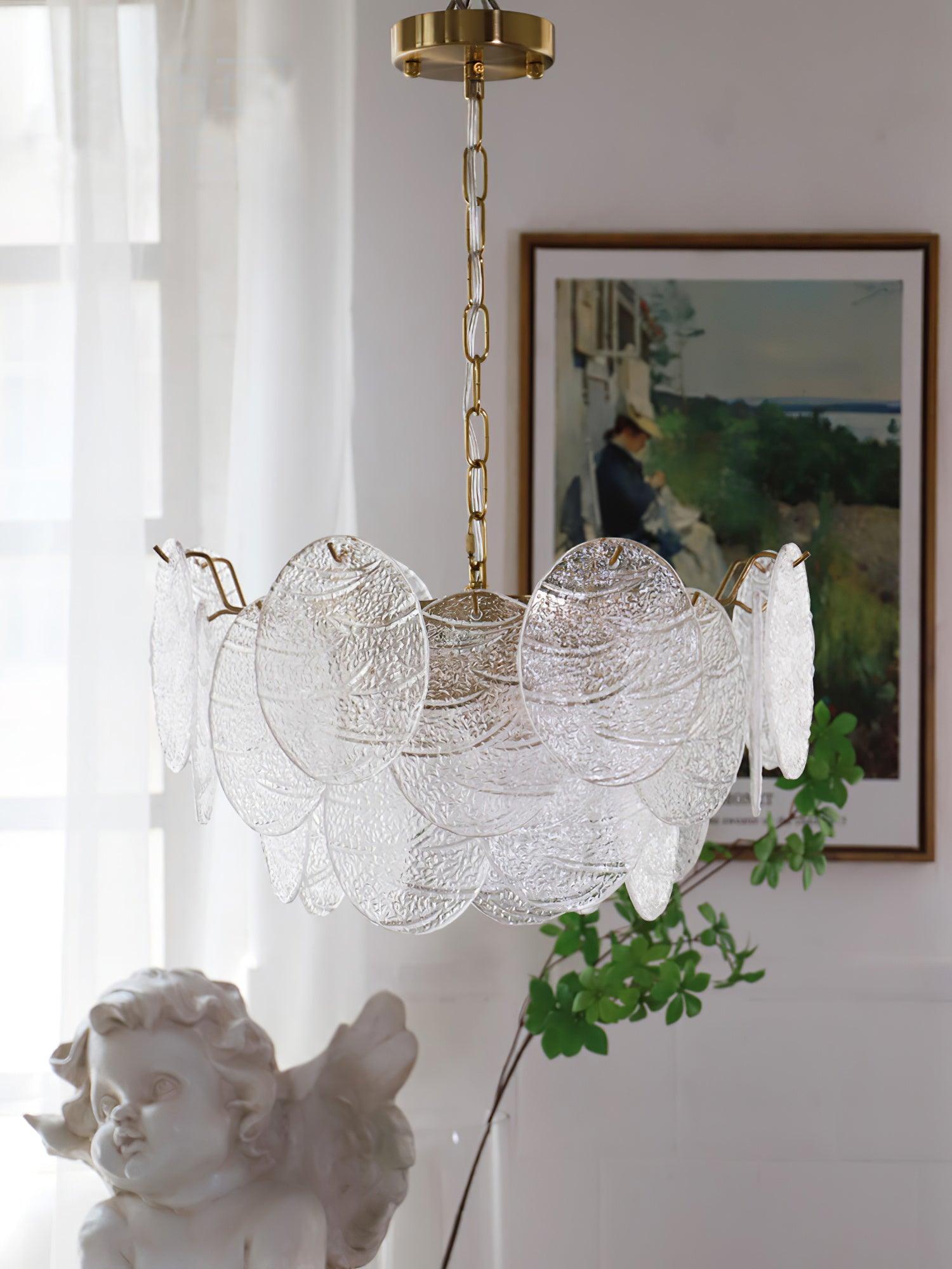Lustra Chandelier Glass Disc Gold - Letslighting
