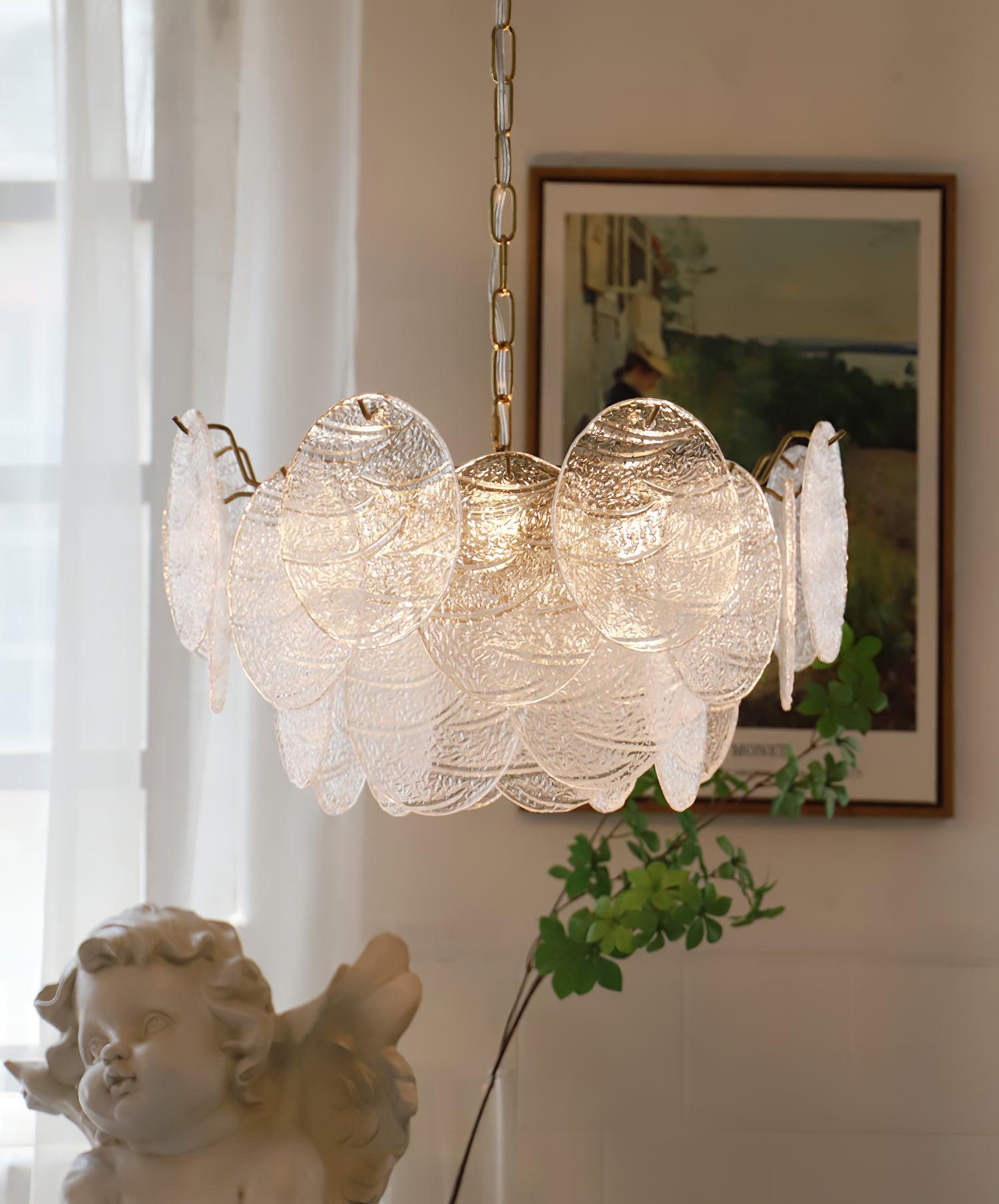 Lustra Chandelier Glass Disc Gold - Letslighting