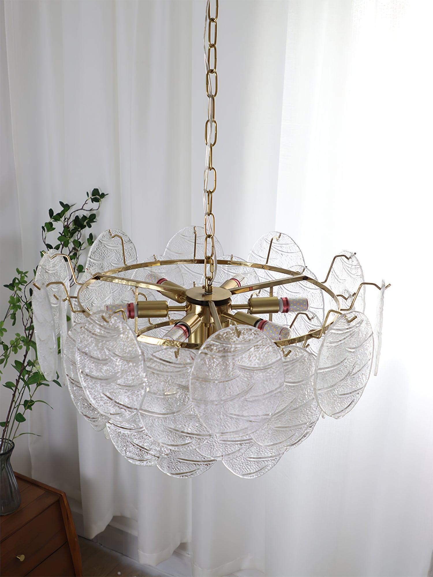 Lustra Chandelier Glass Disc Gold - Letslighting