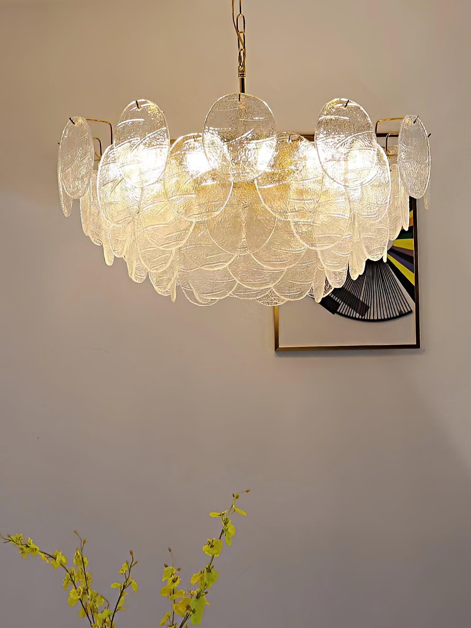 Lustra Chandelier Glass Disc Gold - Letslighting