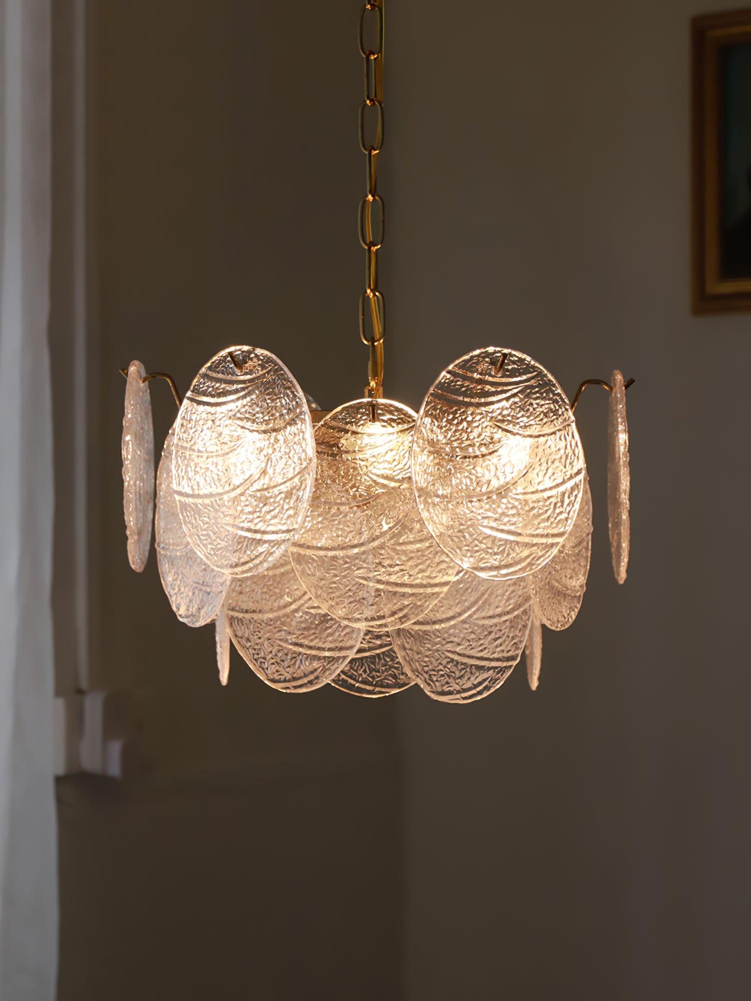 Lustra Chandelier Glass Disc Gold - Letslighting
