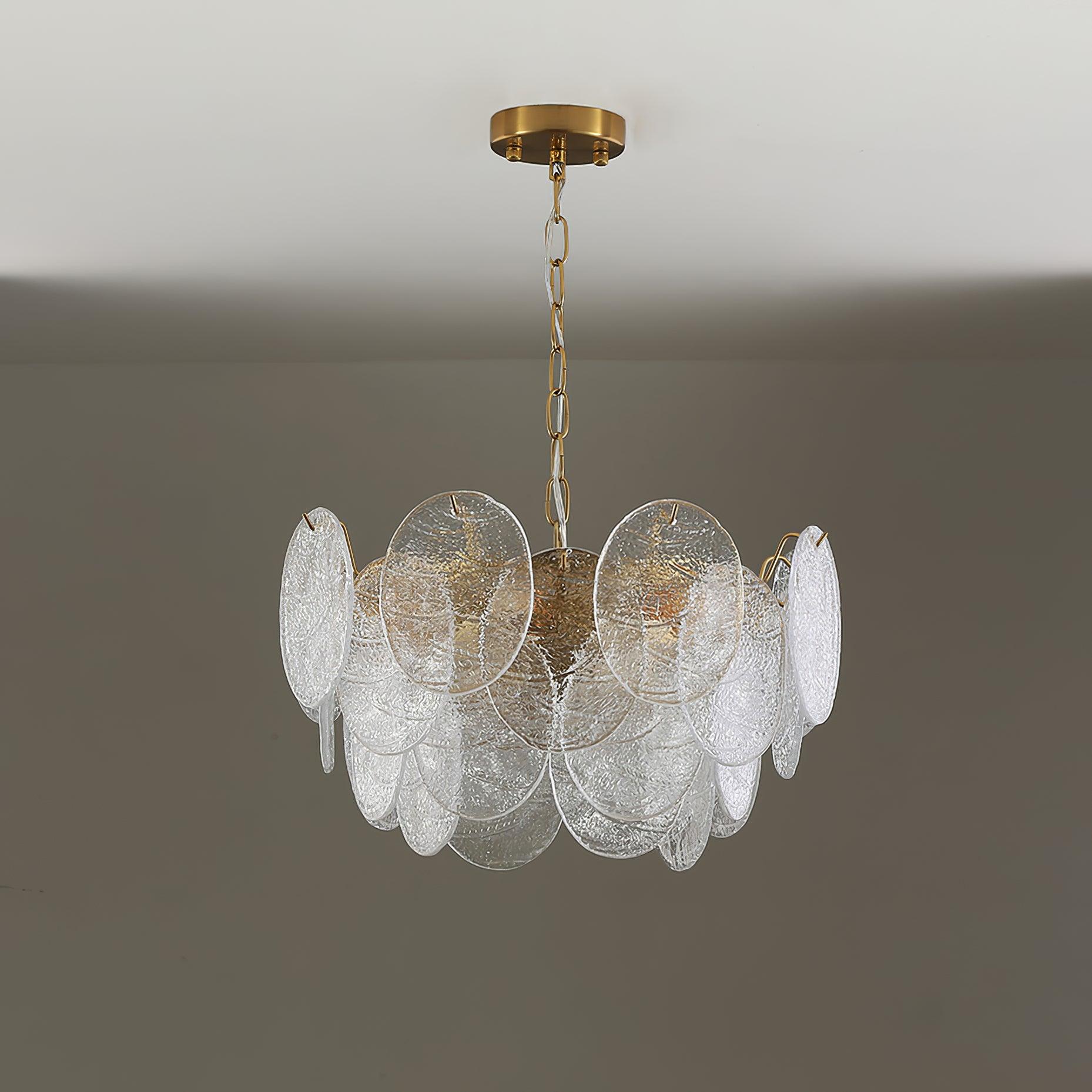 Lustra Chandelier Glass Disc Gold - Letslighting