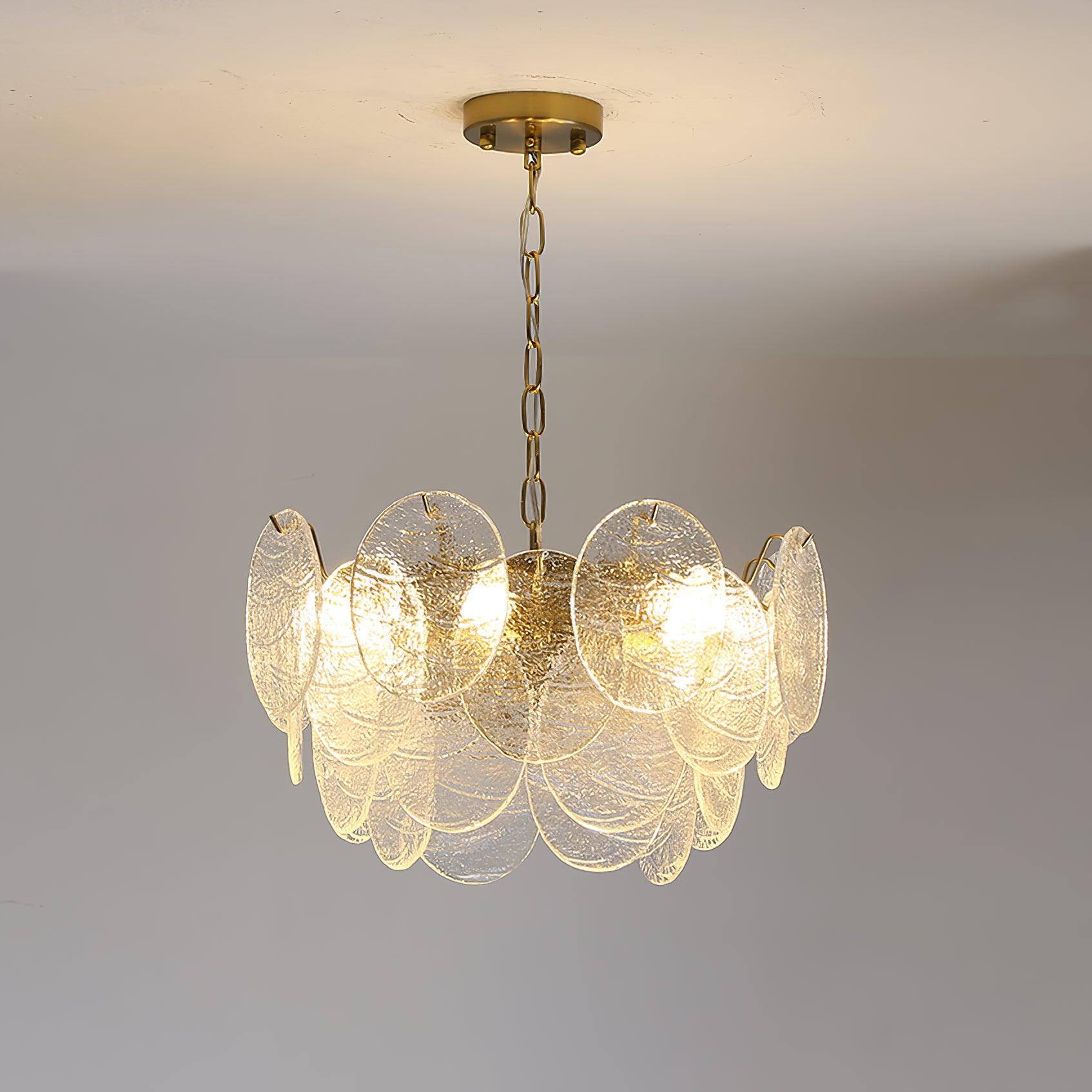Lustra Chandelier Glass Disc Gold - Letslighting