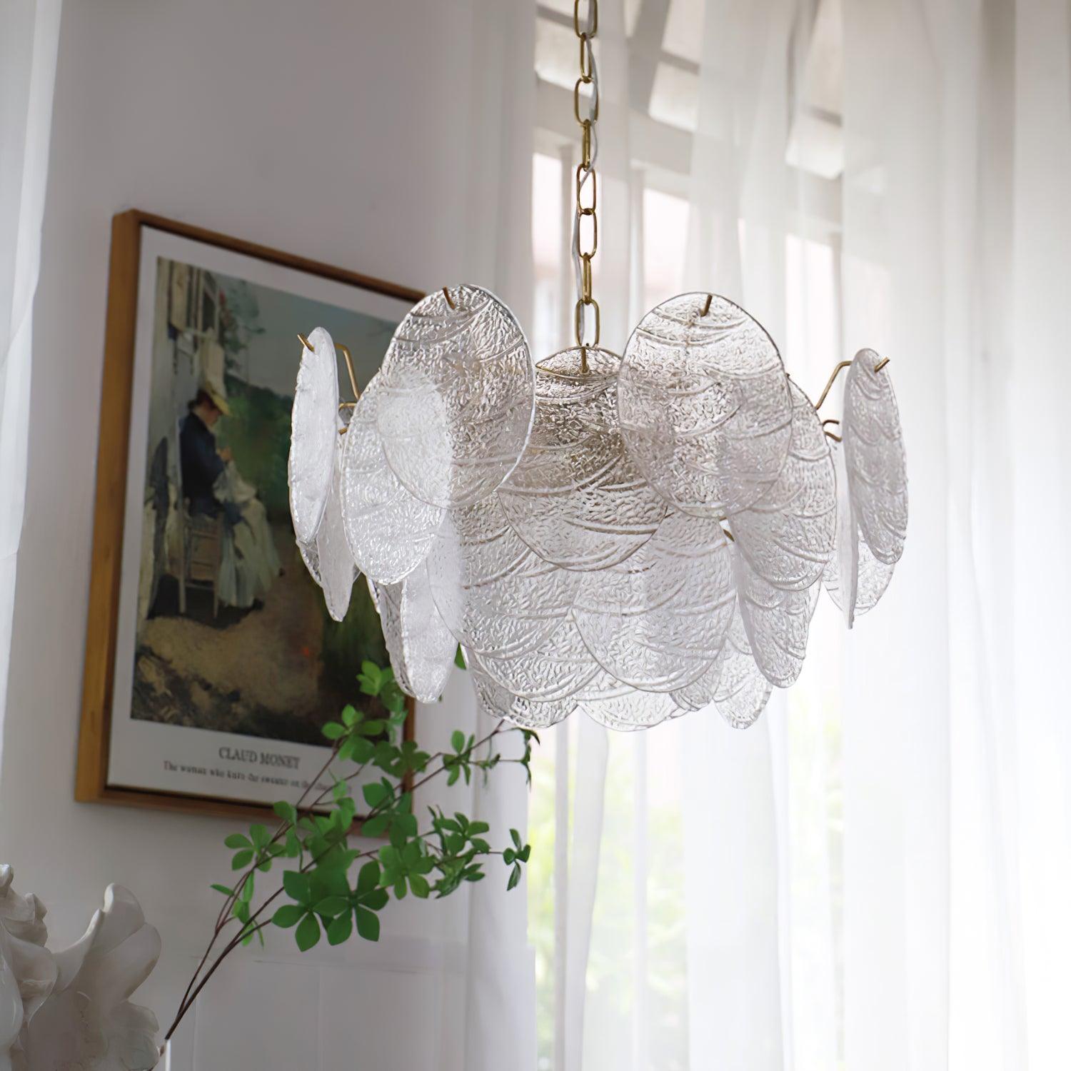 Lustra Chandelier Glass Disc Gold - Letslighting