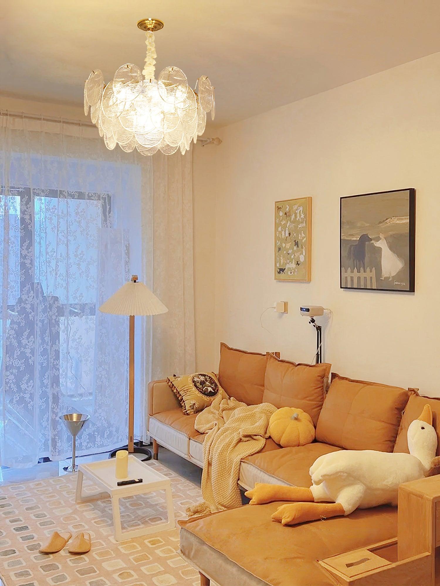 Lustra Chandelier Glass Disc Gold - Letslighting