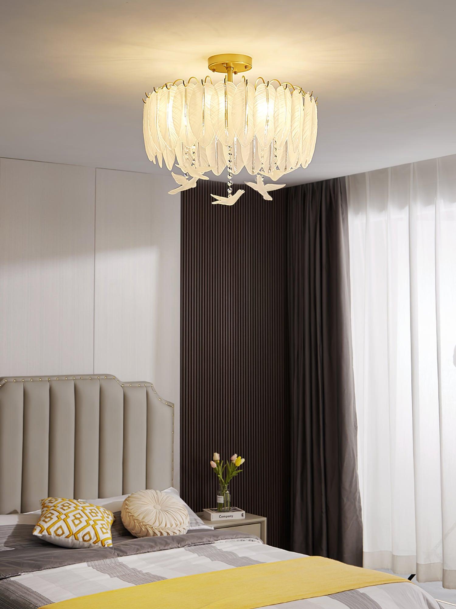 Glass Feather Ceiling Light - Blowlighting