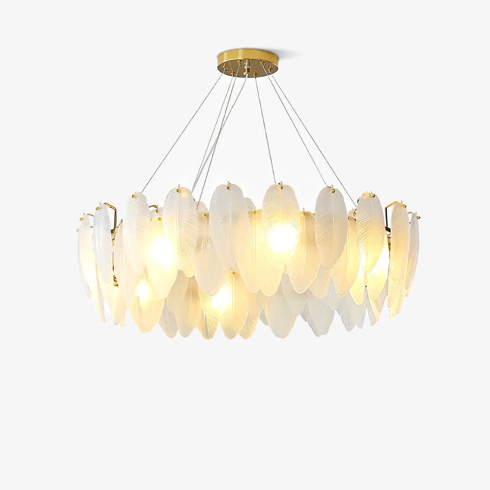Lustra Chandelier Feather Glass Frosted Layered - Letslighting