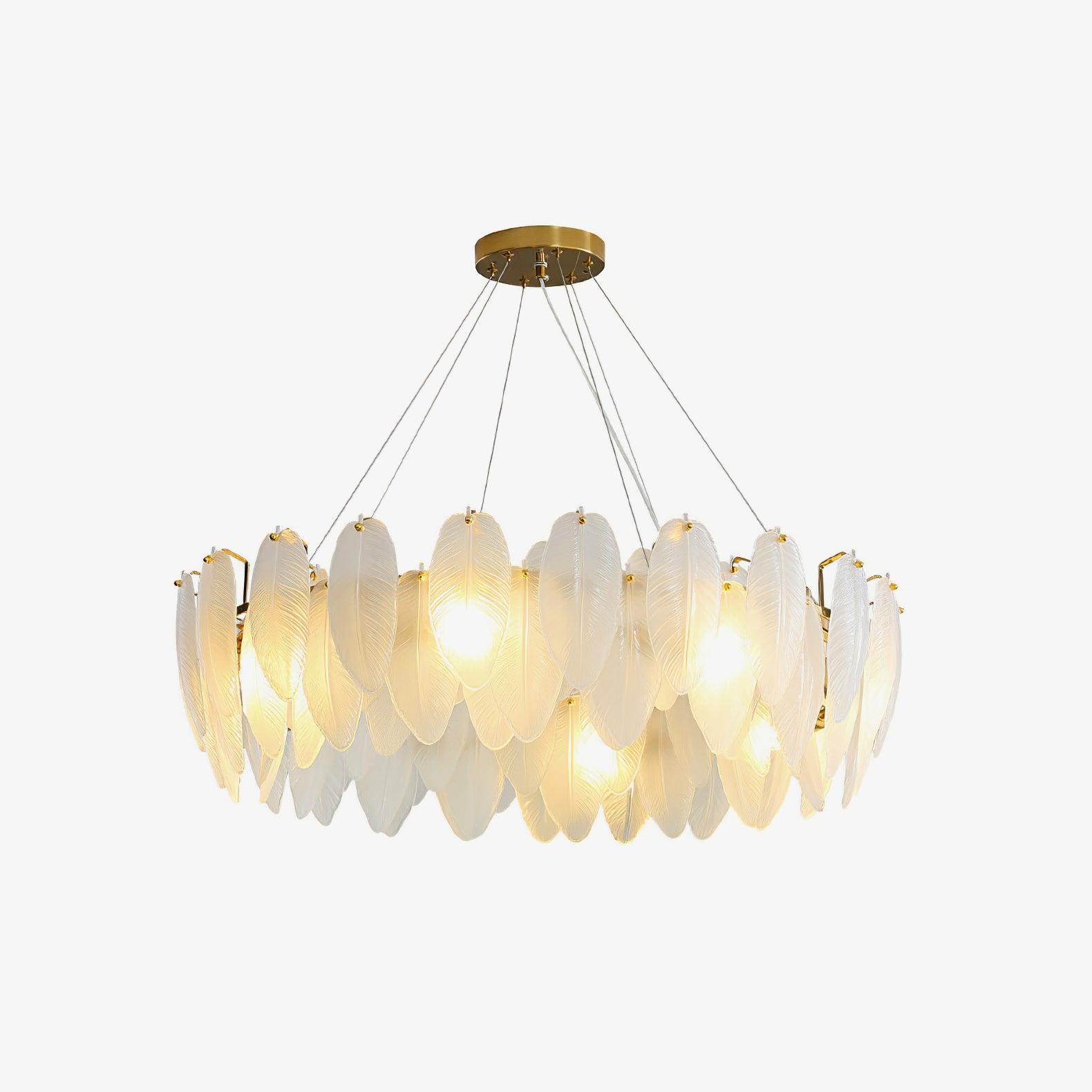 Lustra Chandelier Feather Glass Frosted Layered - Letslighting