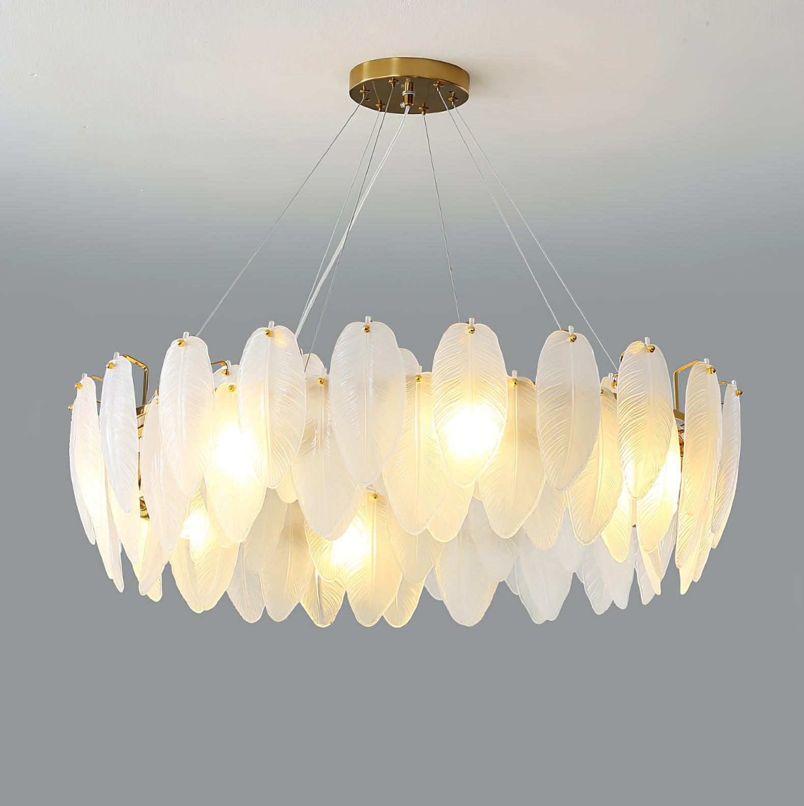 Lustra Chandelier Feather Glass Frosted Layered - Letslighting