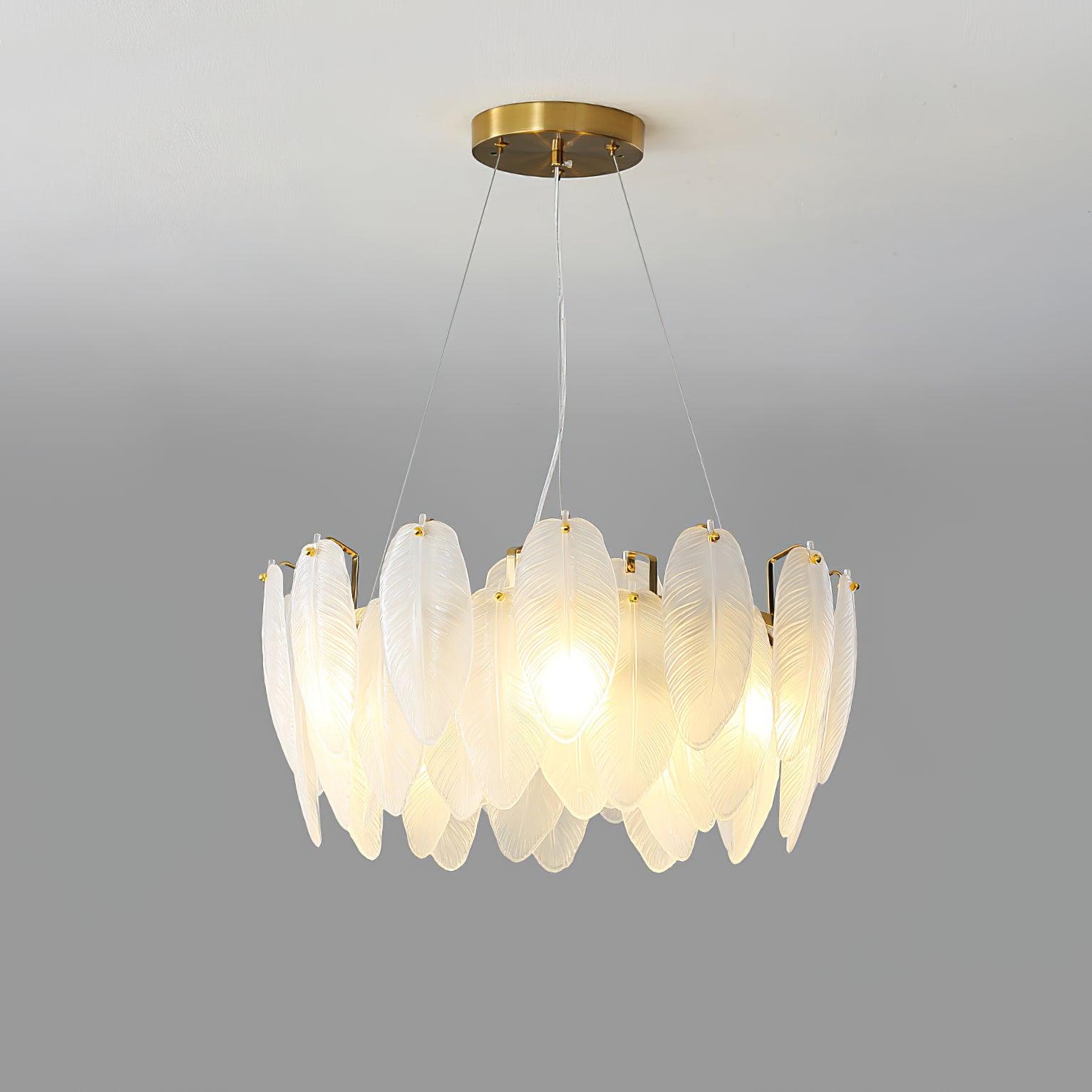 Lustra Chandelier Feather Glass Frosted Layered - Letslighting