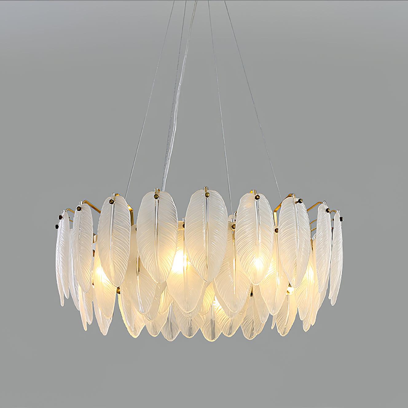 Lustra Chandelier Feather Glass Frosted Layered - Letslighting