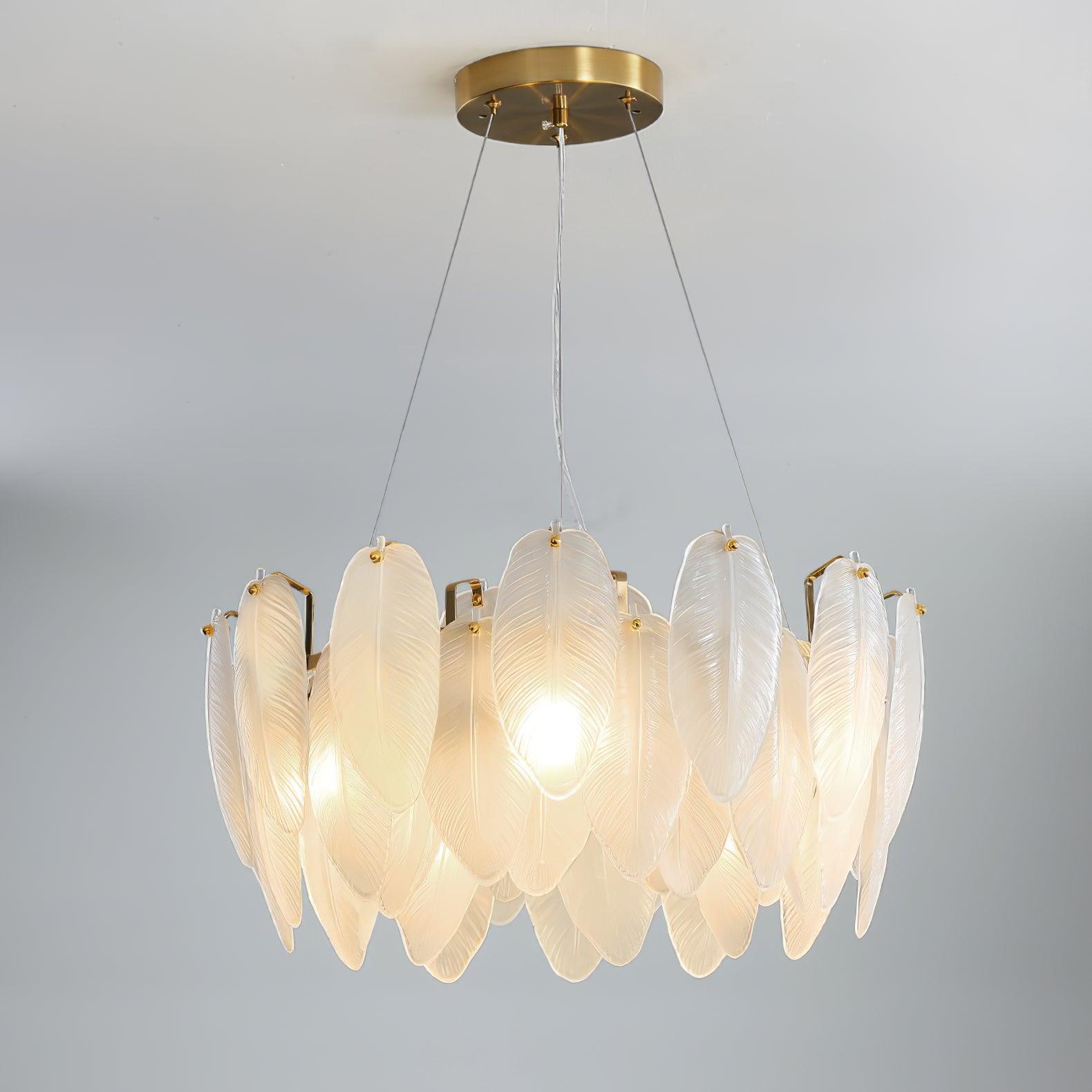 Lustra Chandelier Feather Glass Frosted Layered - Letslighting