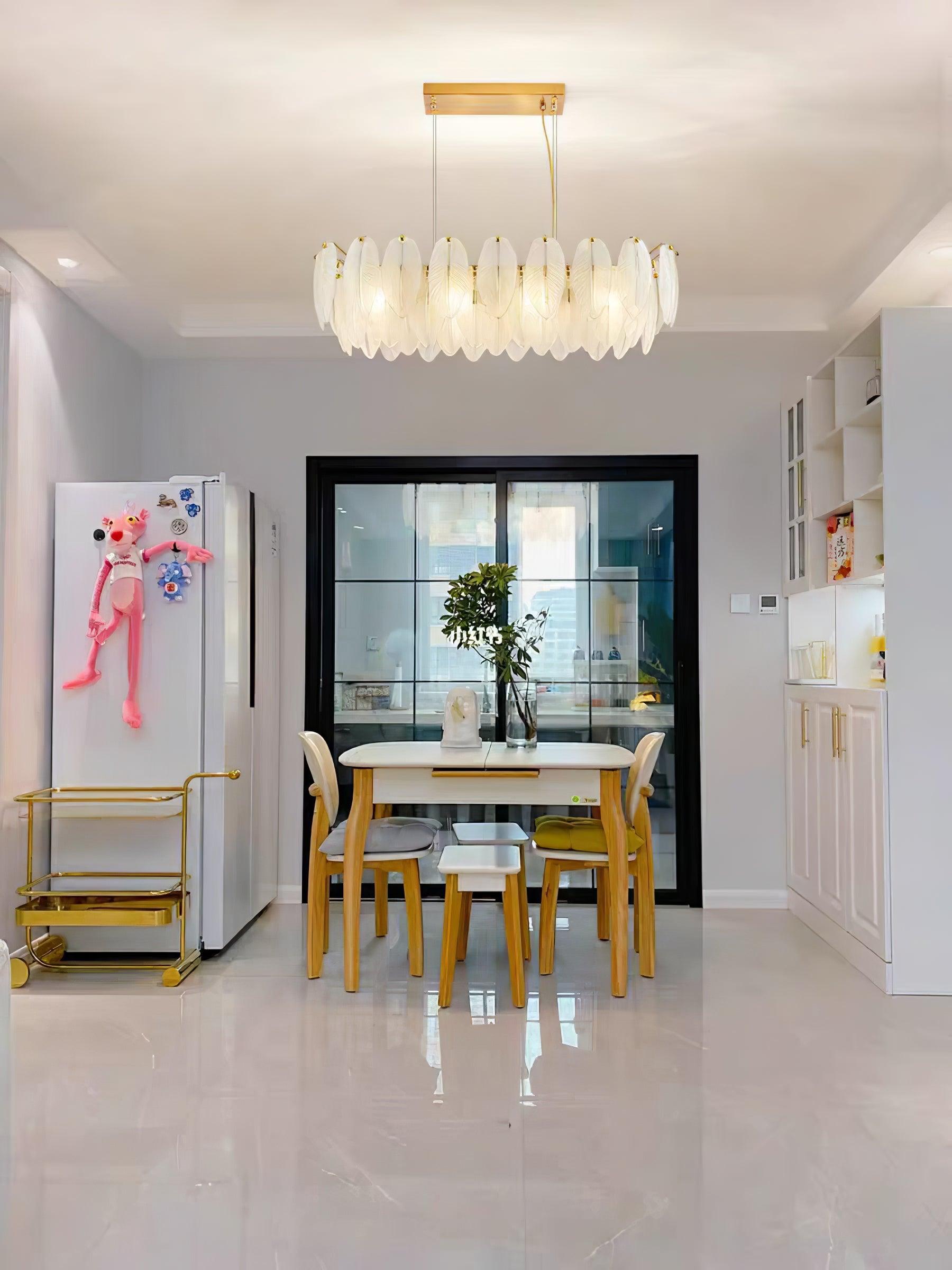 Lustra Chandelier Feather Glass Frosted Layered - Letslighting