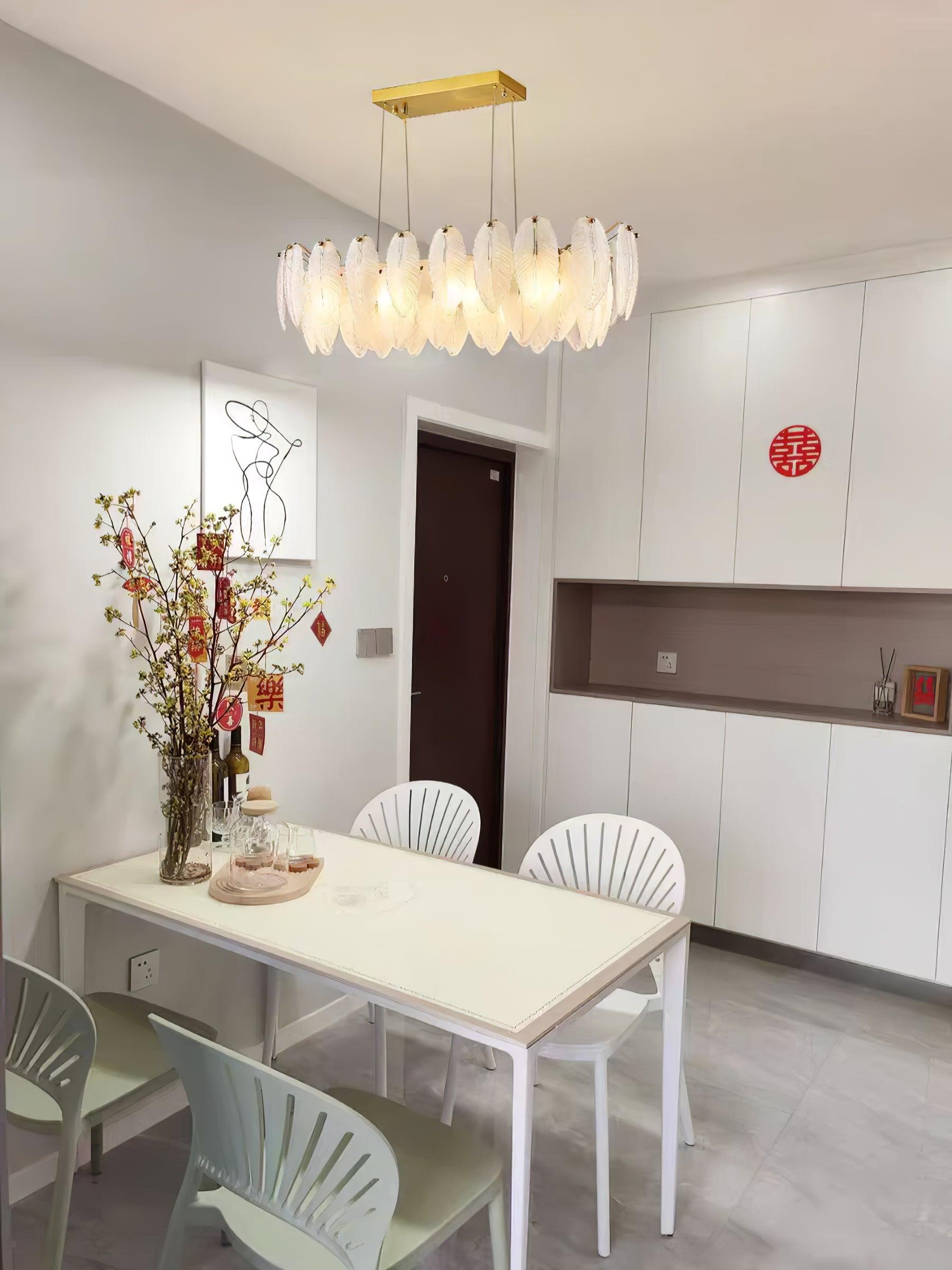 Lustra Chandelier Feather Glass Frosted Layered - Letslighting