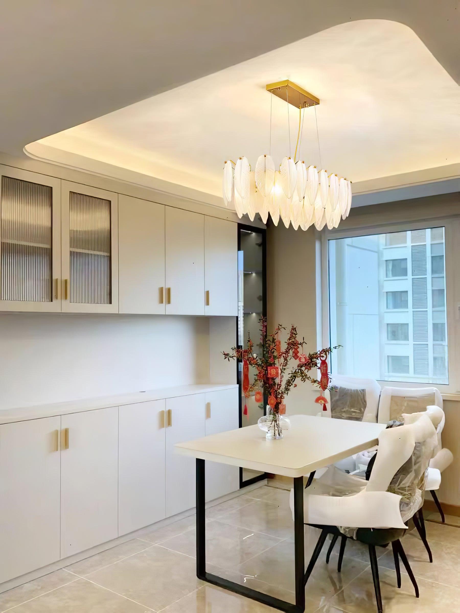Lustra Chandelier Feather Glass Frosted Layered - Letslighting