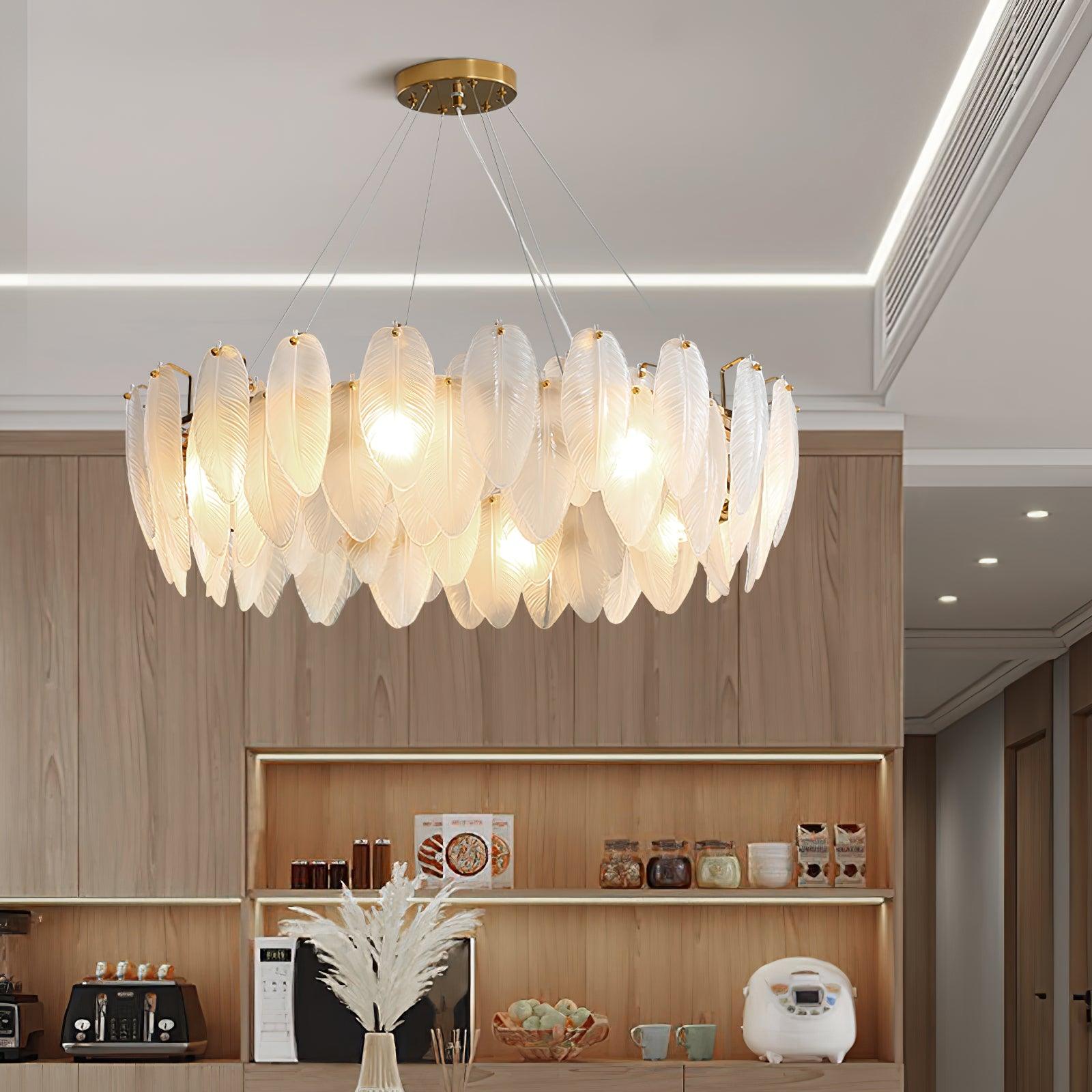 Lustra Chandelier Feather Glass Frosted Layered - Letslighting