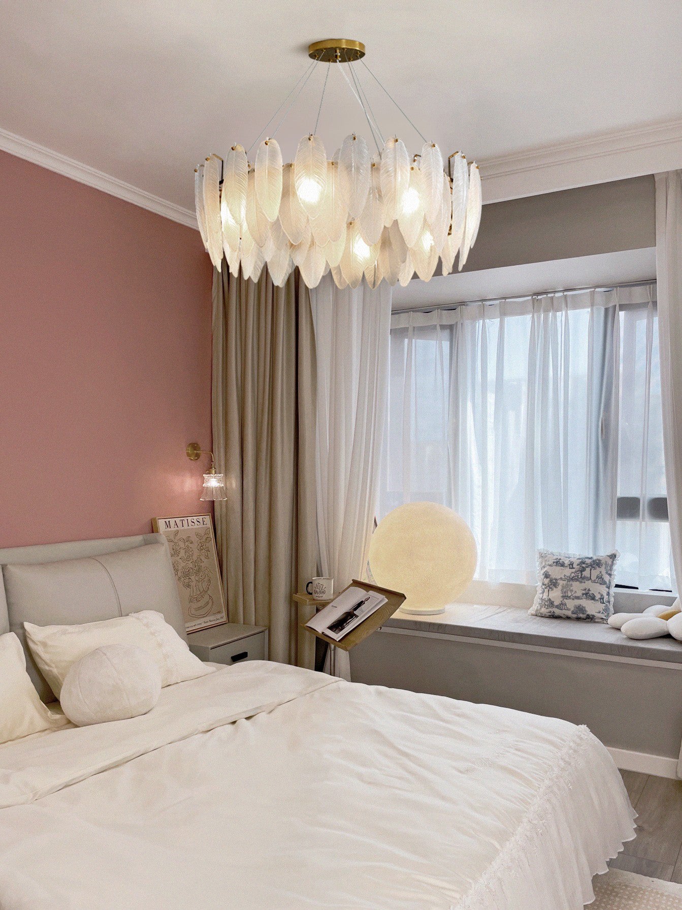 Lustra Chandelier Feather Glass Frosted Layered - Letslighting