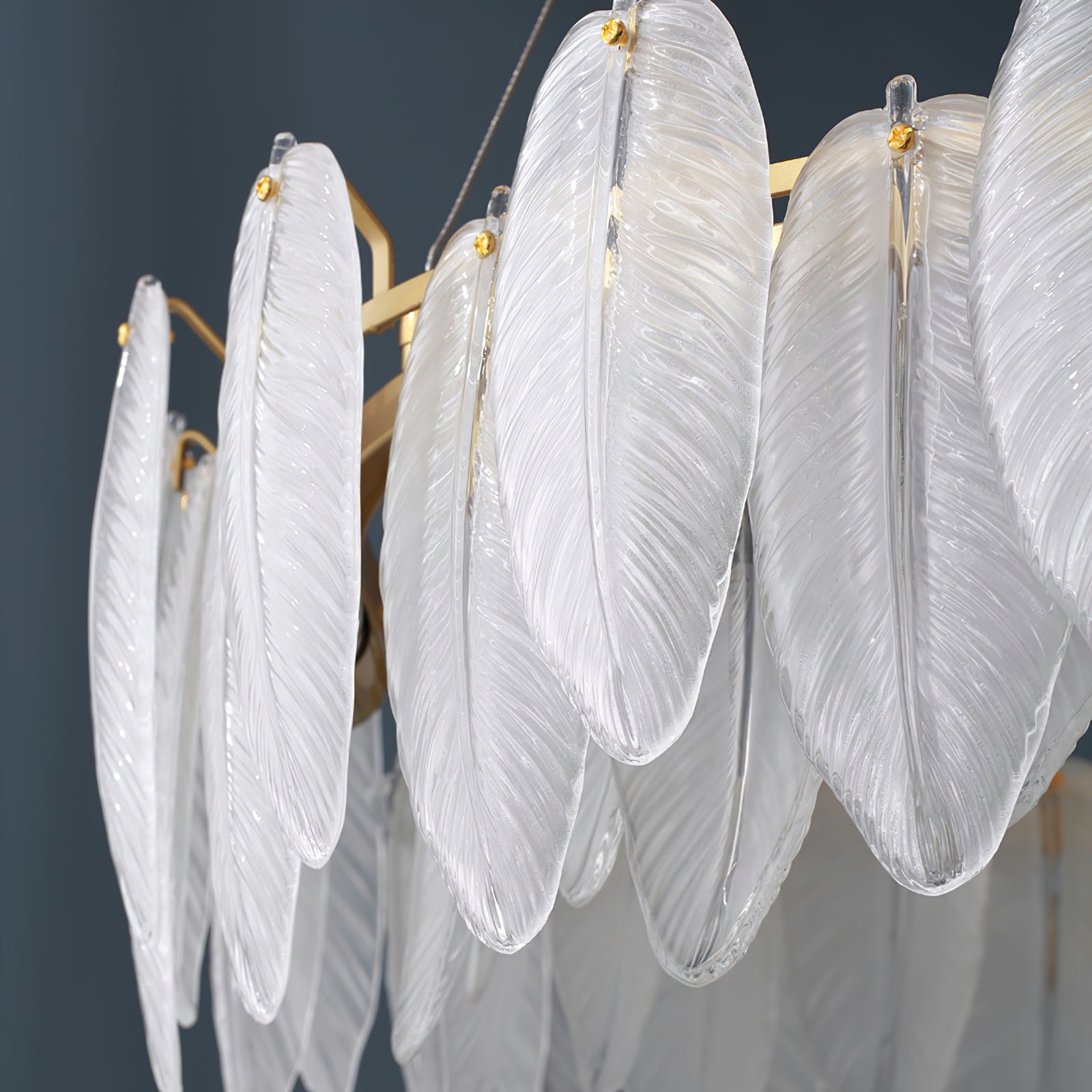 Lustra Chandelier Feather Glass Frosted Layered - Letslighting