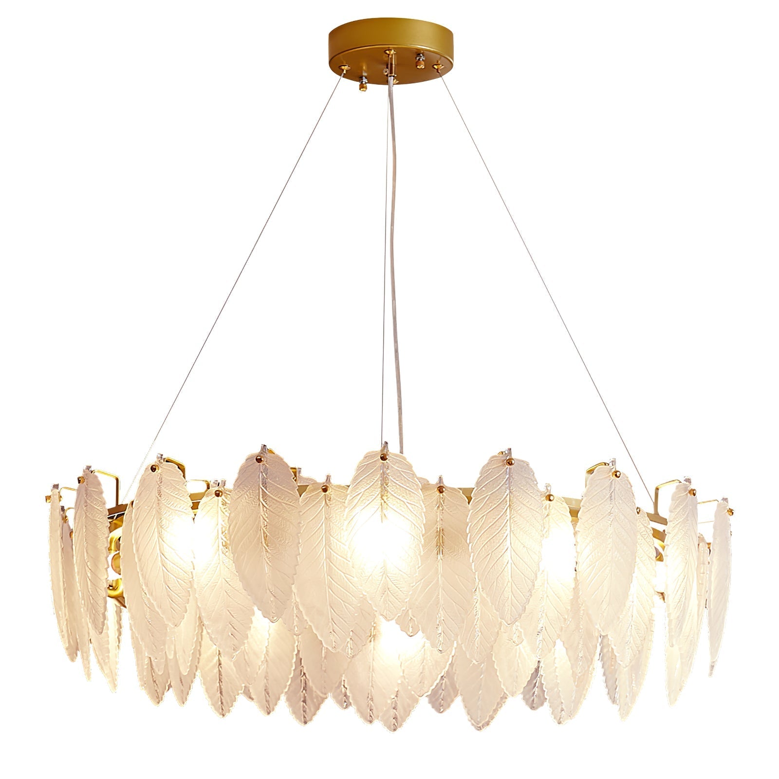 Lustra Chandelier Feather Glass Frosted Layered - Letslighting