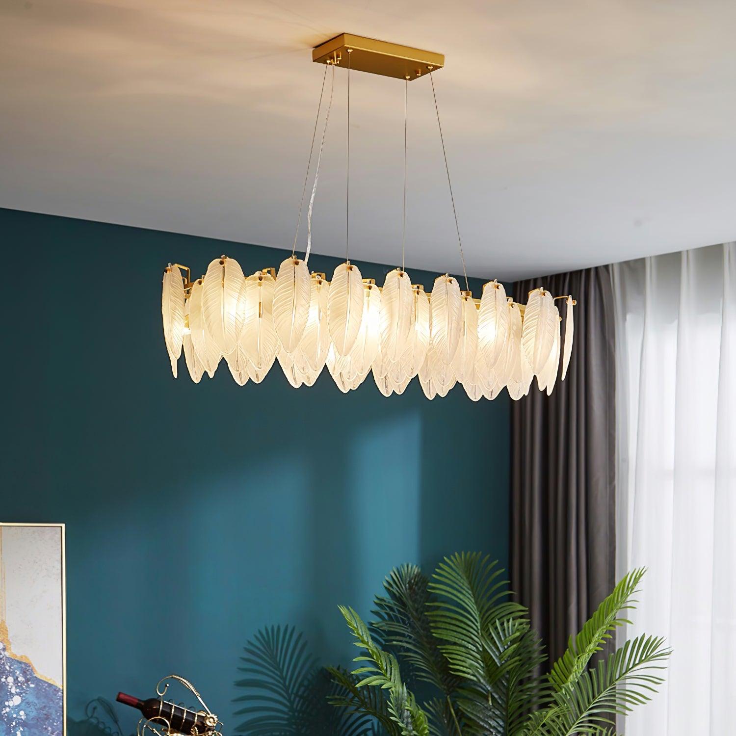 Lustra Chandelier Feather Glass Frosted Layered - Letslighting