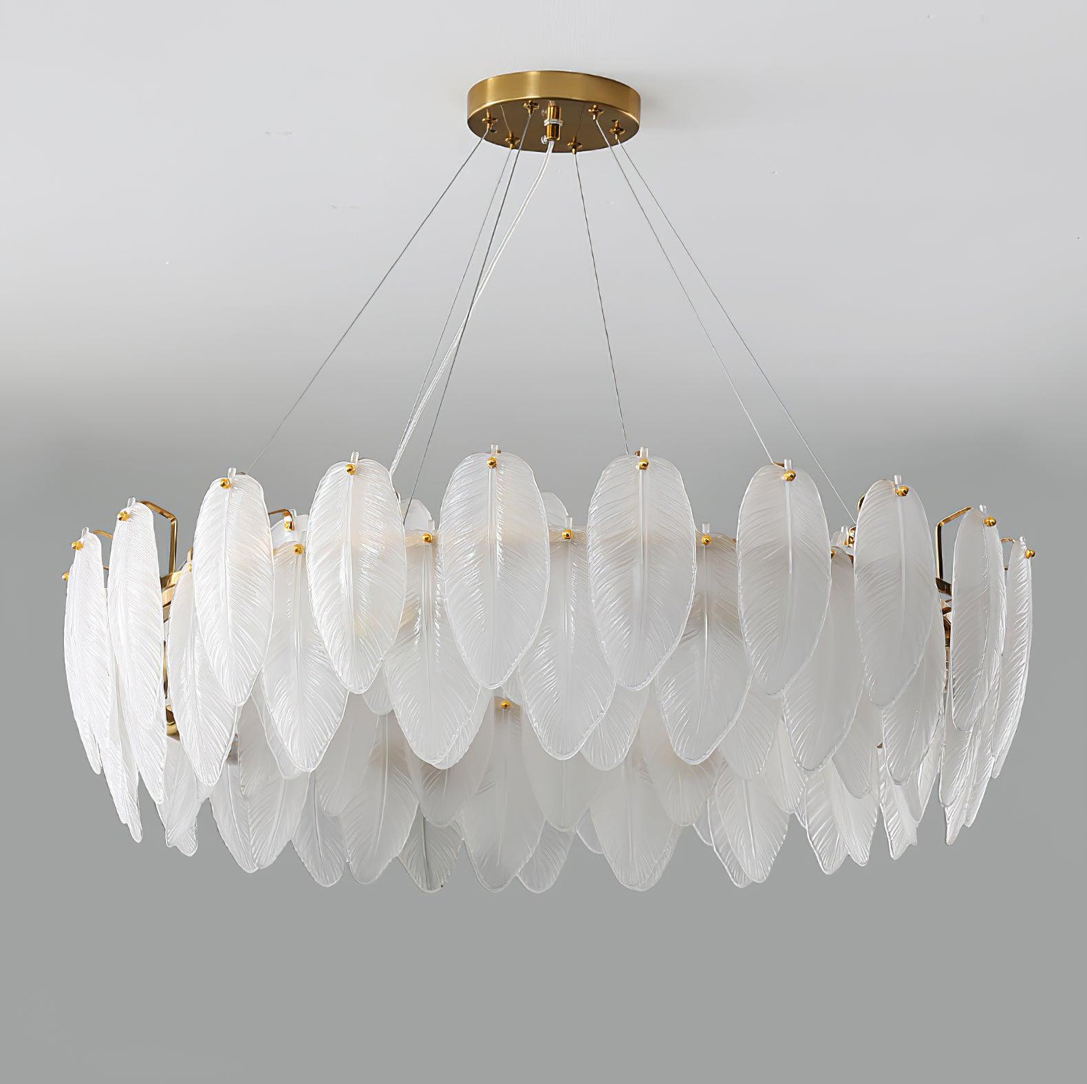 Lustra Chandelier Feather Glass Frosted Layered - Letslighting