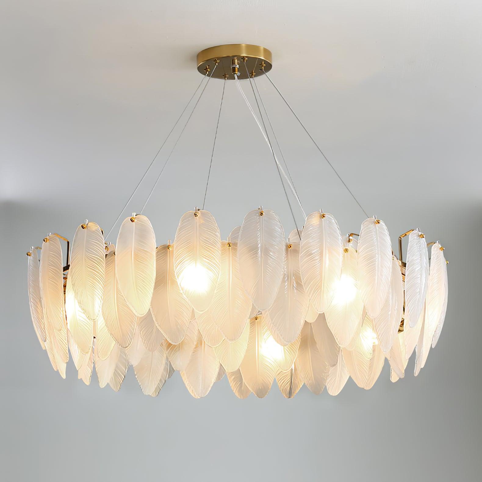 Lustra Chandelier Feather Glass Frosted Layered - Letslighting