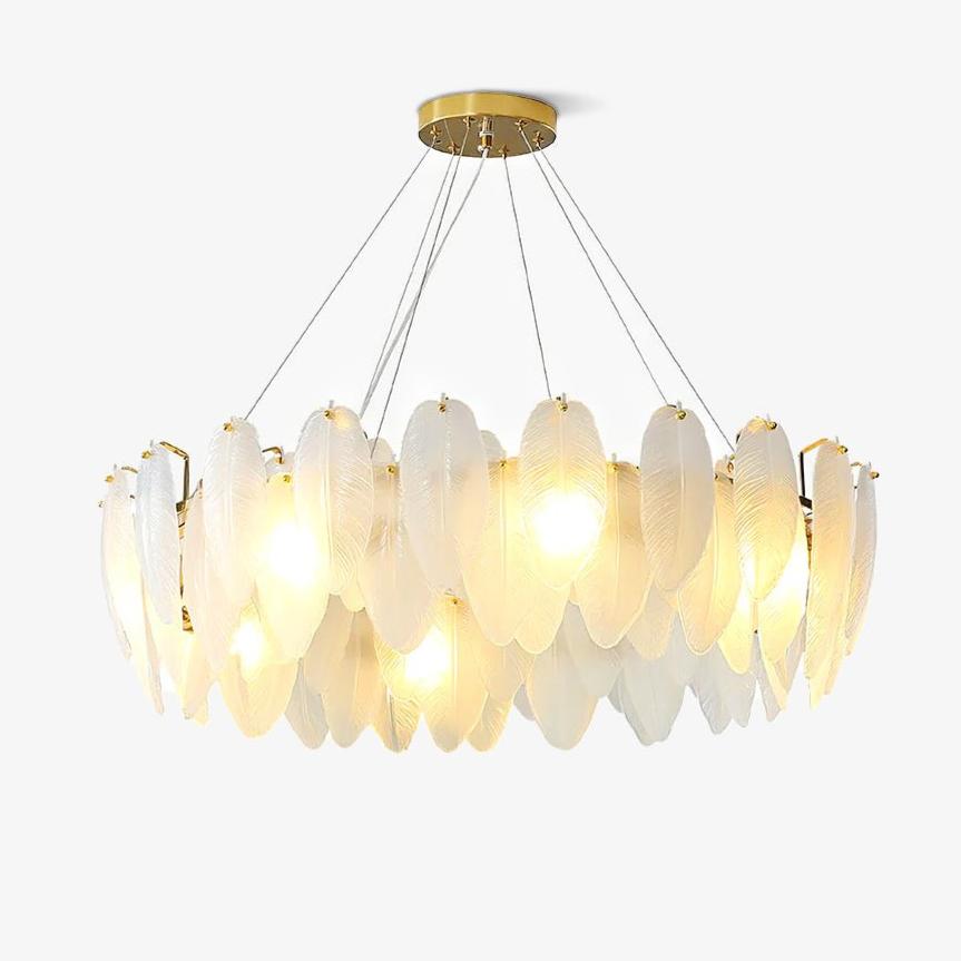 Lustra Chandelier Feather Glass Frosted Layered - Letslighting