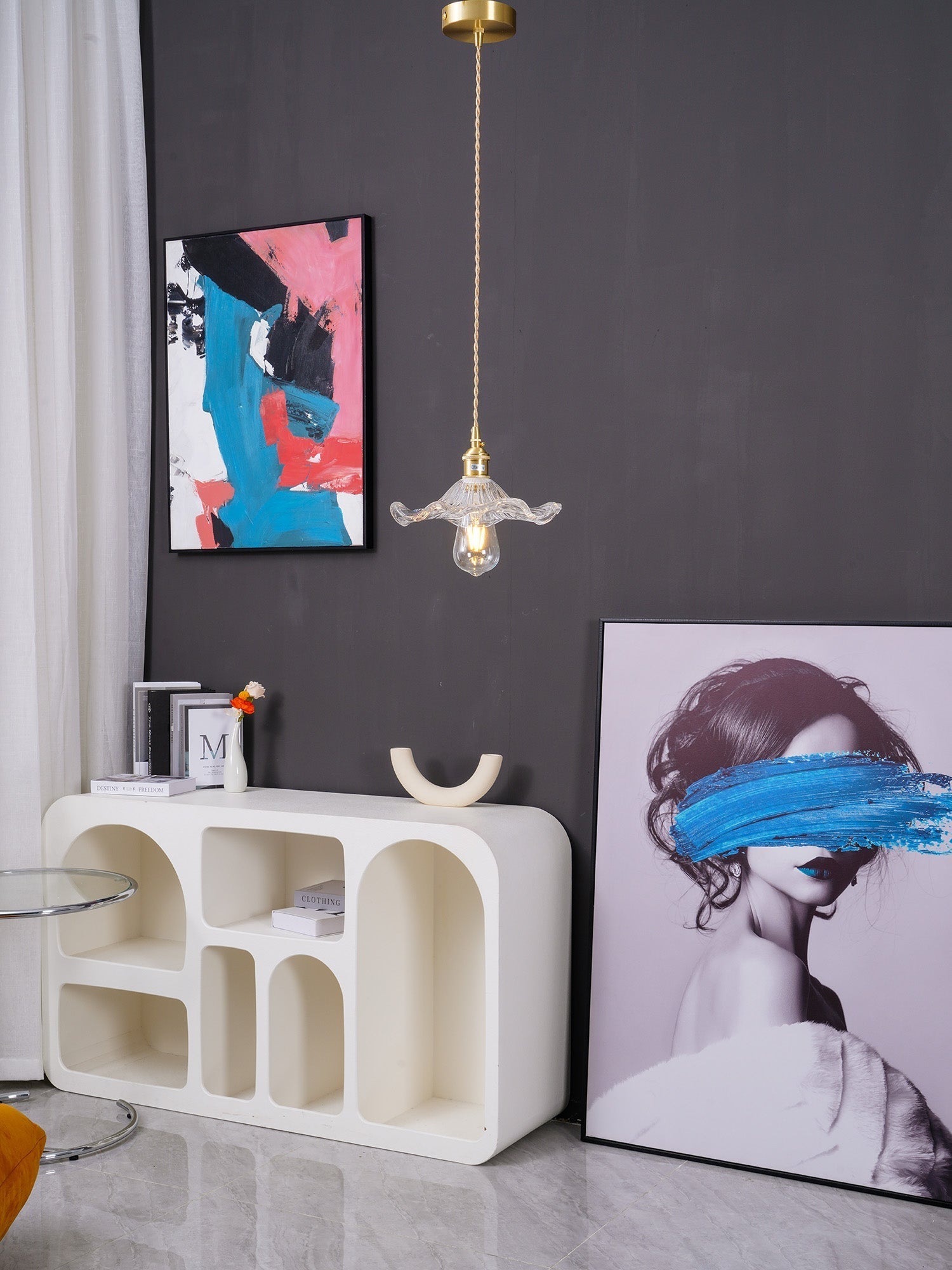 Nerisse Brass & Glass Vintage Pendant Light - Letslighting