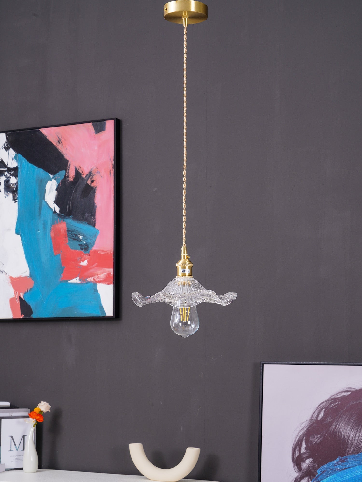Nerisse Brass & Glass Vintage Pendant Light - Letslighting