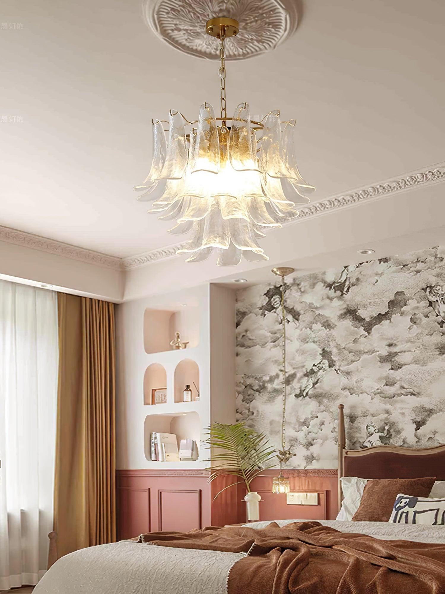 Aurora Chandelier Murano Glass Leaf Golden - Letslighting