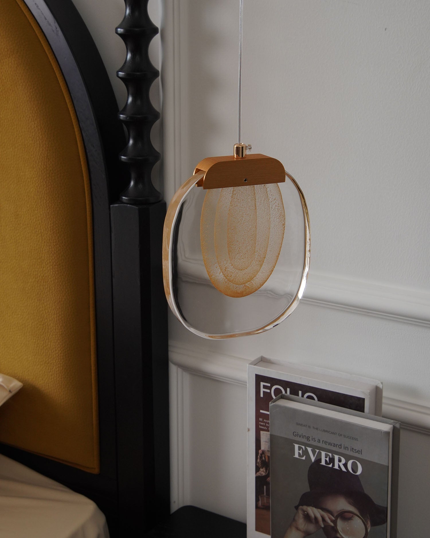 Pendant Lamp Ripple Glass Shade Gold Accent Scandinavian LED - Letslighting