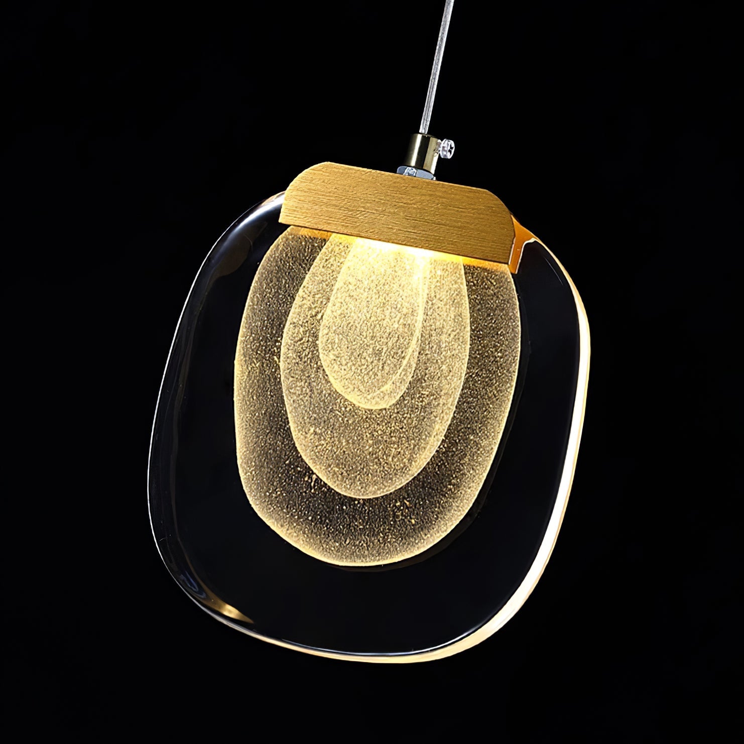 Pendant Lamp Ripple Glass Shade Gold Accent Scandinavian LED - Letslighting