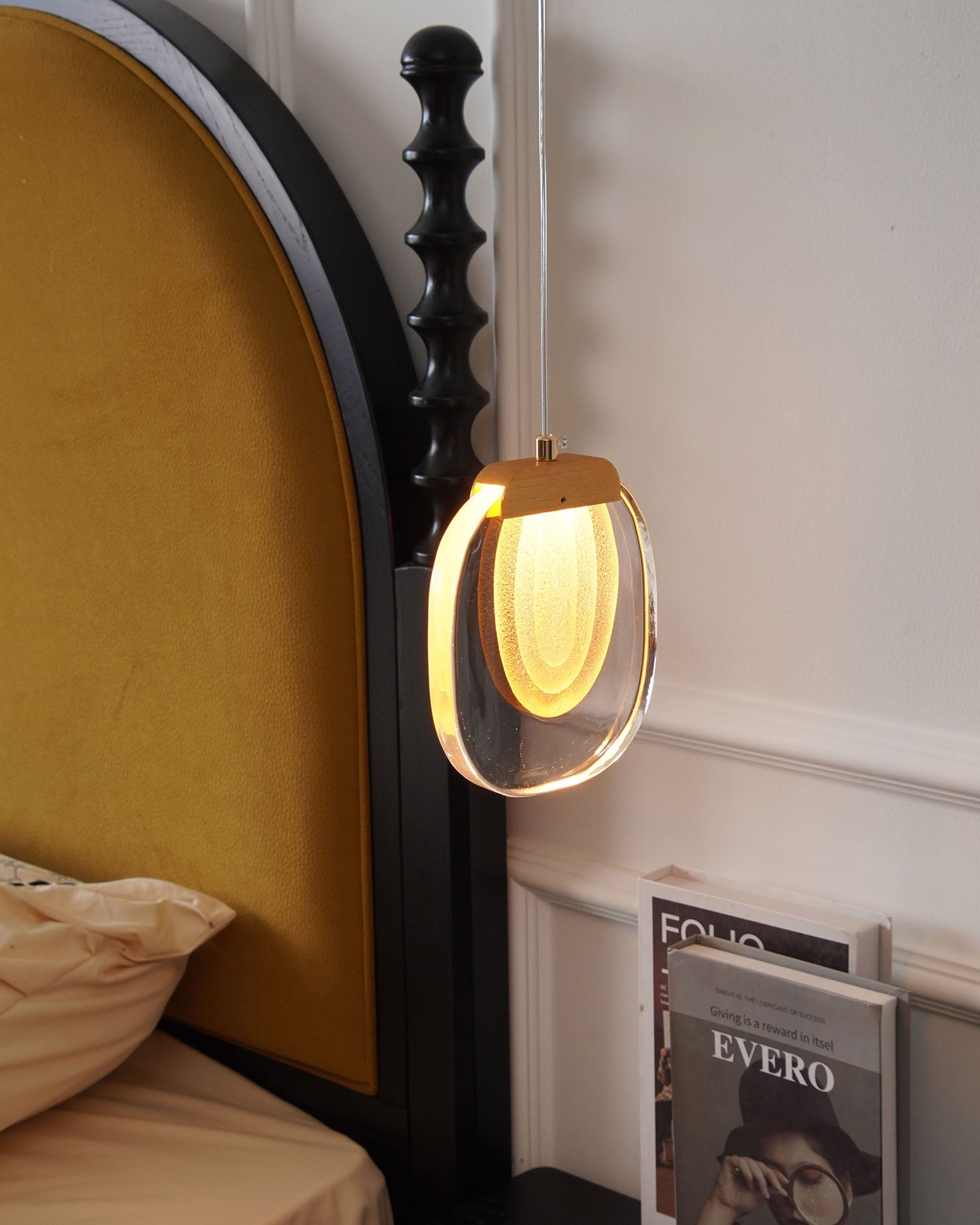 Pendant Lamp Ripple Glass Shade Gold Accent Scandinavian LED - Letslighting