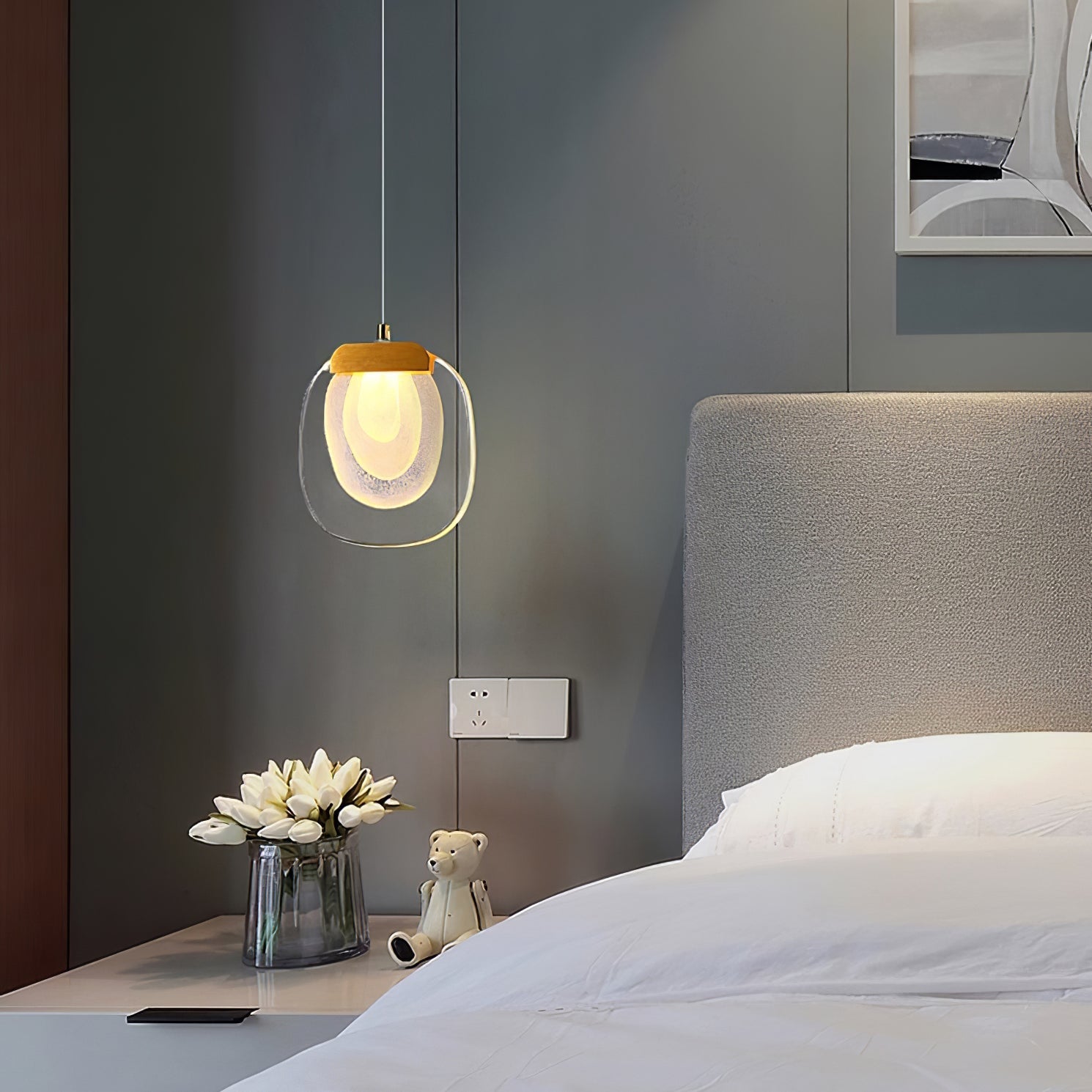 Pendant Lamp Ripple Glass Shade Gold Accent Scandinavian LED - Letslighting