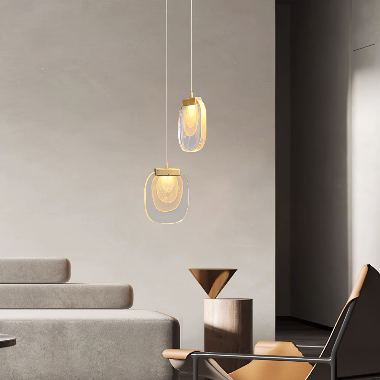 Pendant Lamp Ripple Glass Shade Gold Accent Scandinavian LED - Letslighting