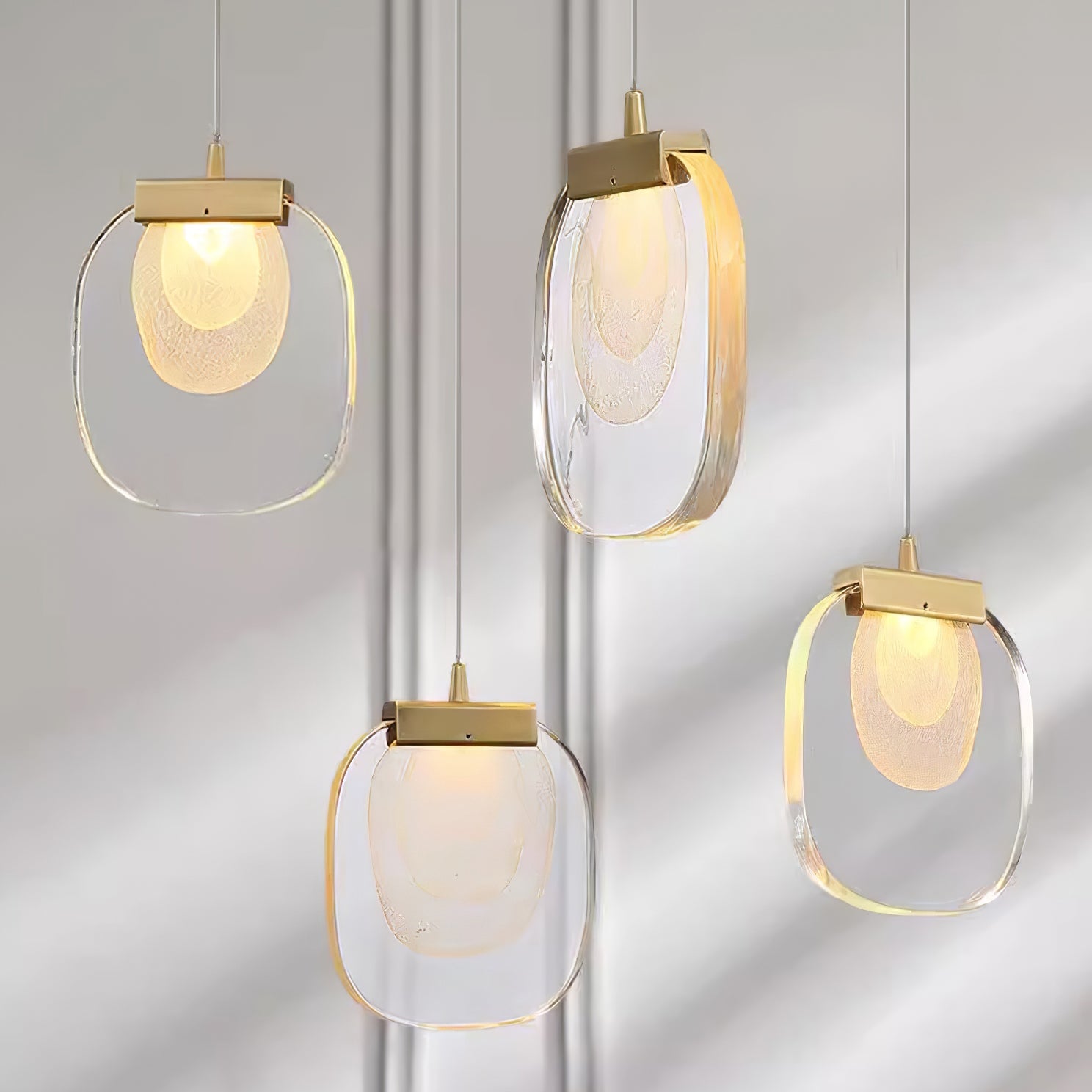 Pendant Lamp Ripple Glass Shade Gold Accent Scandinavian LED - Letslighting