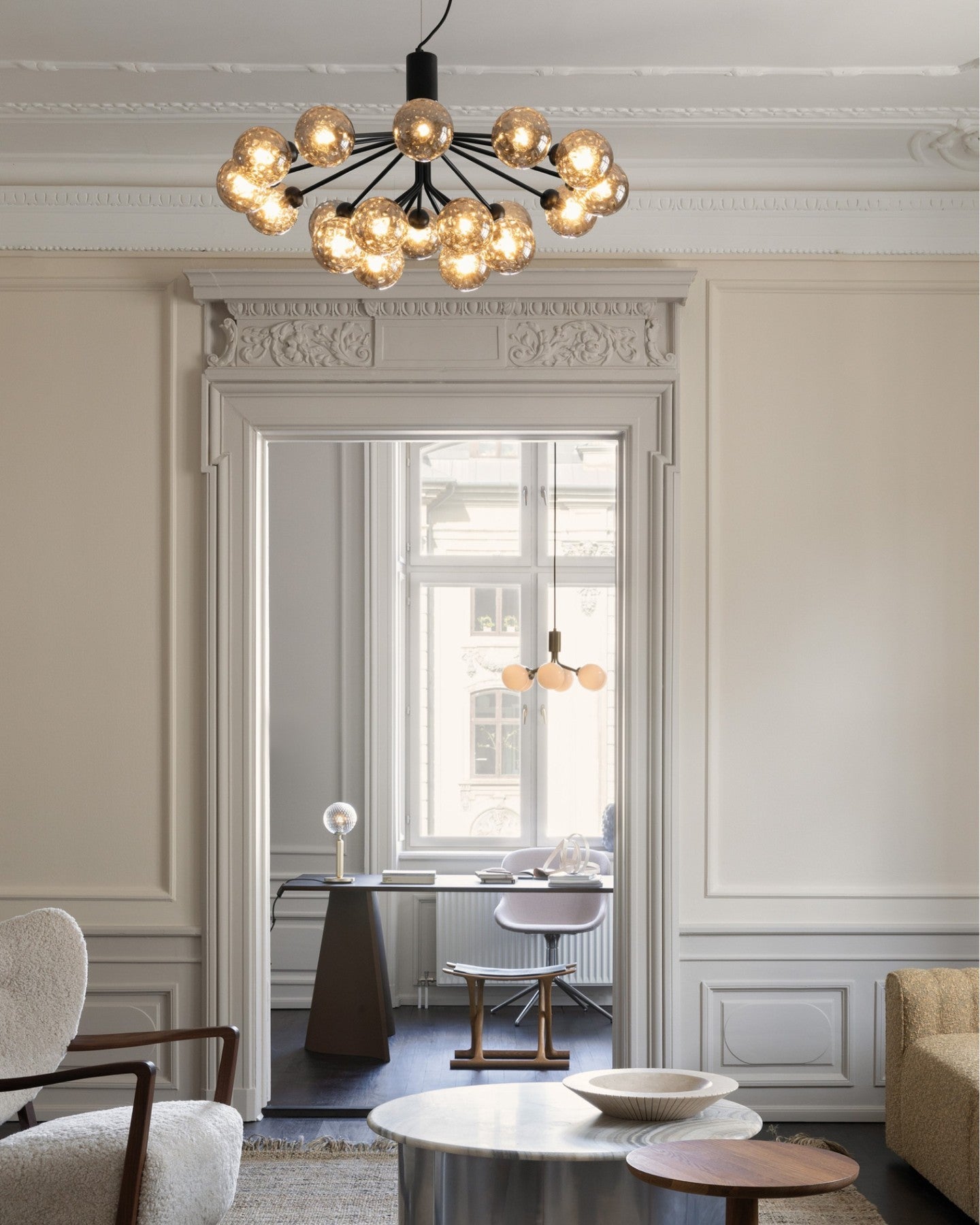 Lustra Pendant Lamp Glass Globe Cluster Brass - Letslighting