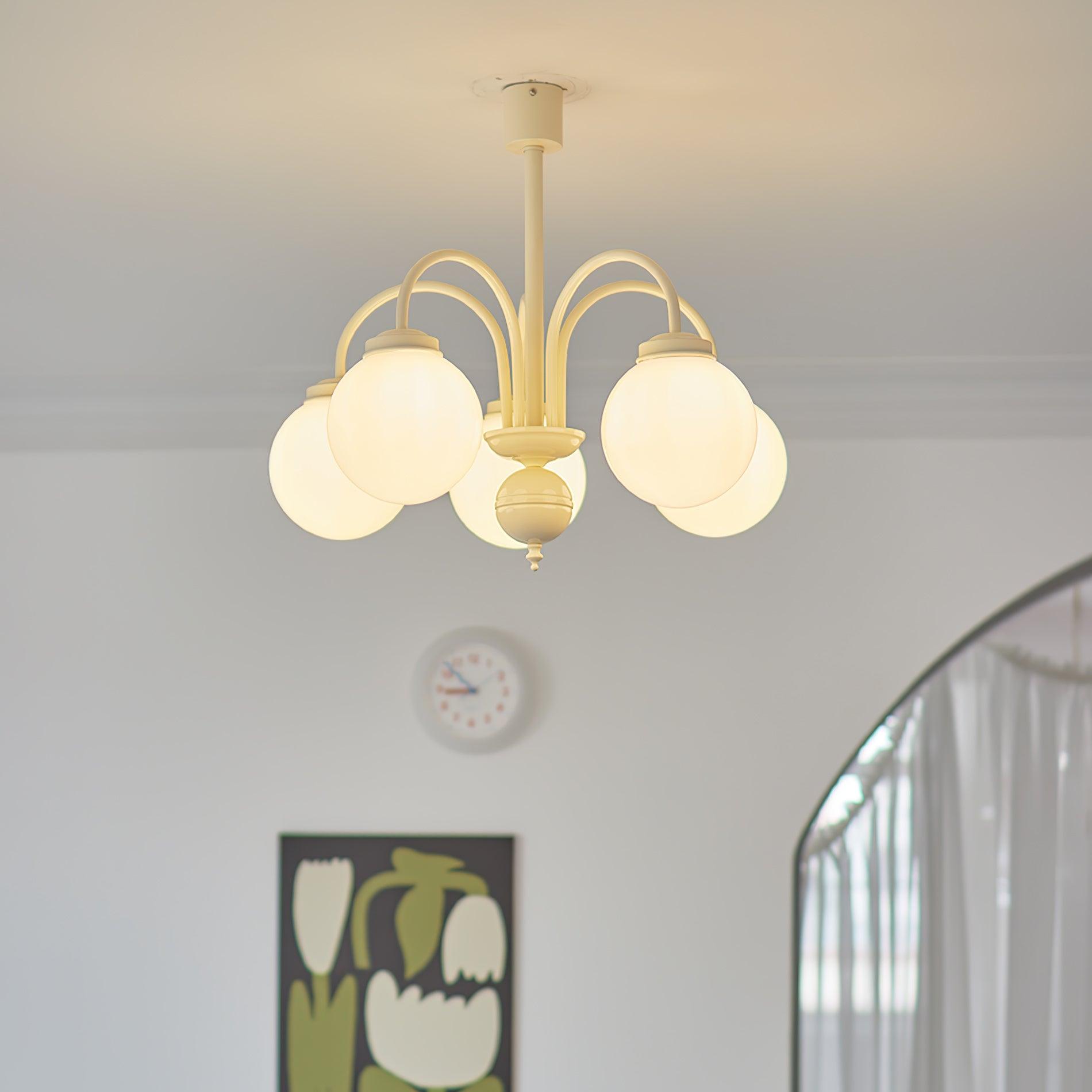 Lustra Chandelier Cream Glass Spheres - Letslighting