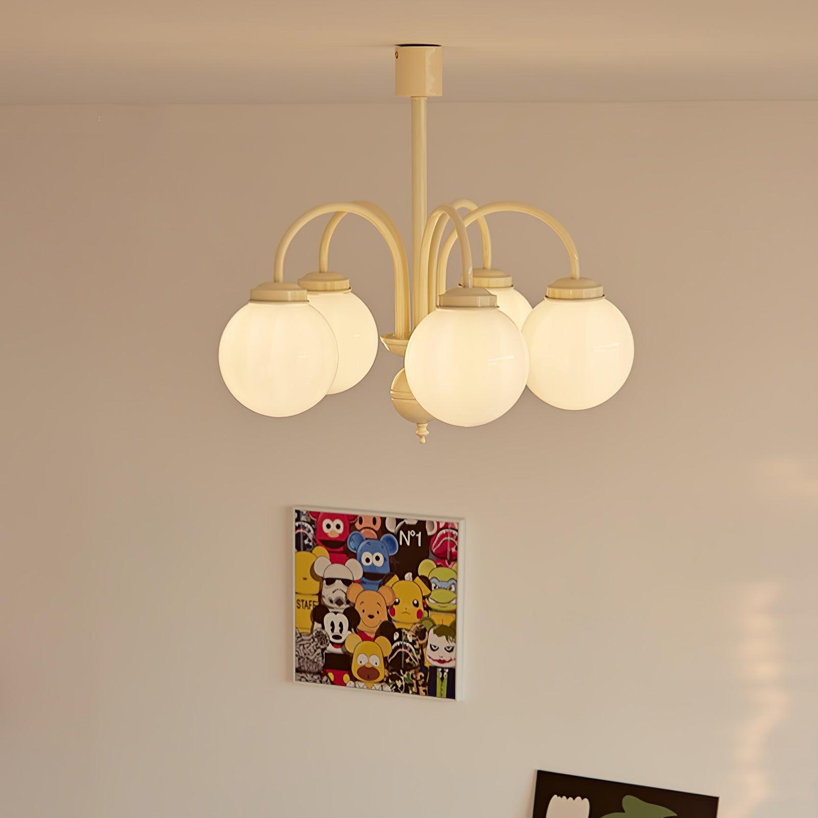 Lustra Chandelier Cream Glass Spheres - Letslighting