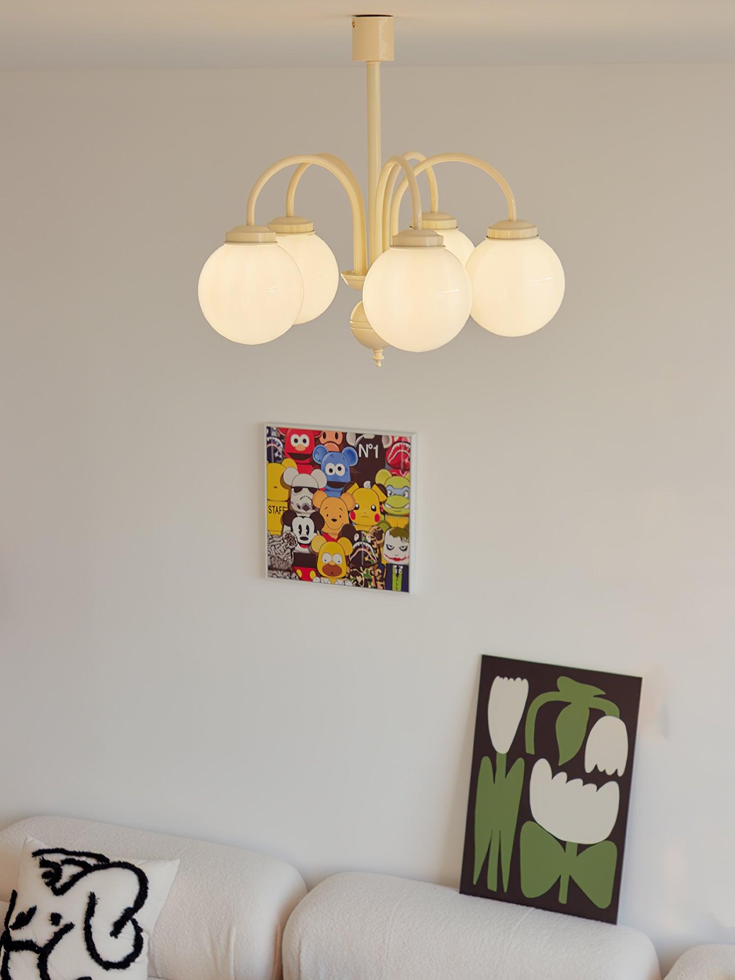 Lustra Chandelier Cream Glass Spheres - Letslighting