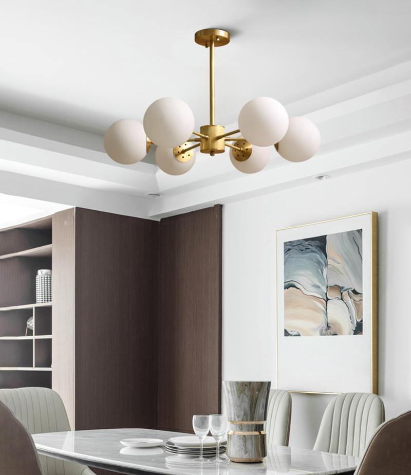 Lustra Chandelier Brass Opal Glass - Letslighting
