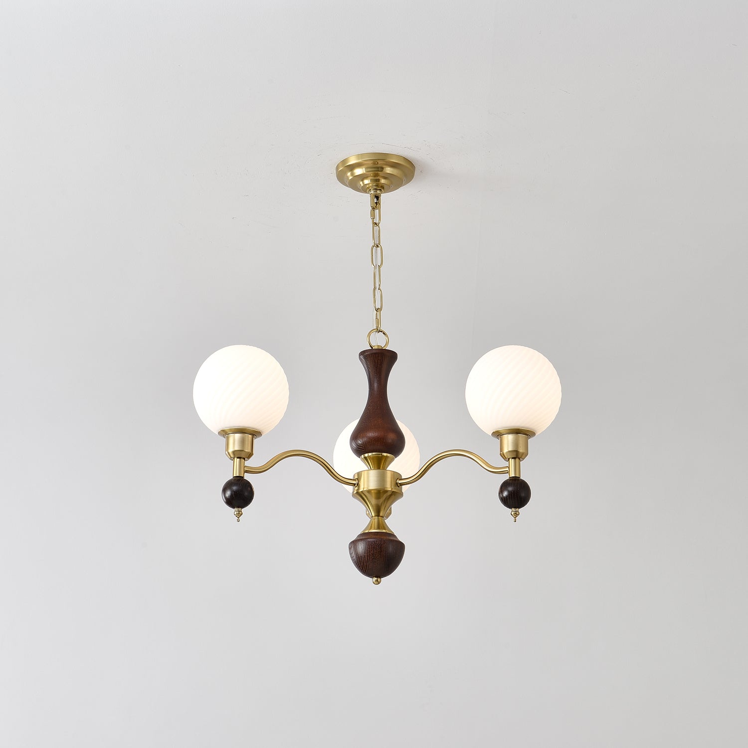 Aurora Globe Orb Walnut Chandelier - Letslighting